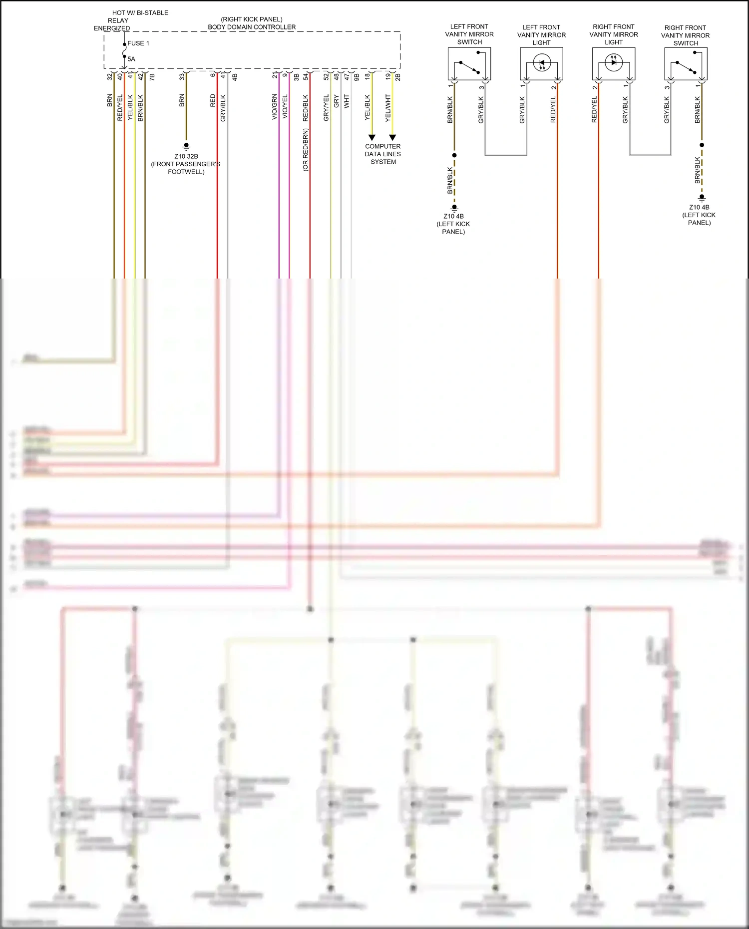 Wiring diagram right front vanity mirror switch for BMW 2 series G42 (2021-2024) (1 of 2)