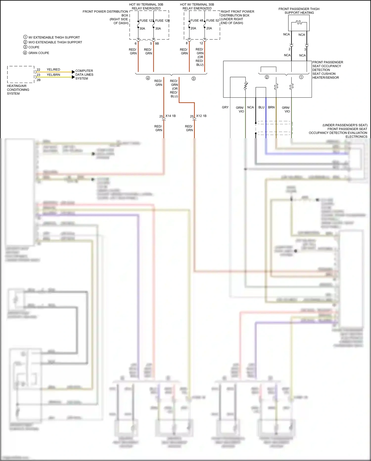 Wiring diagram w/ extendable thigh support for BMW 2 series G42 (2021-2024) (2 of 3)