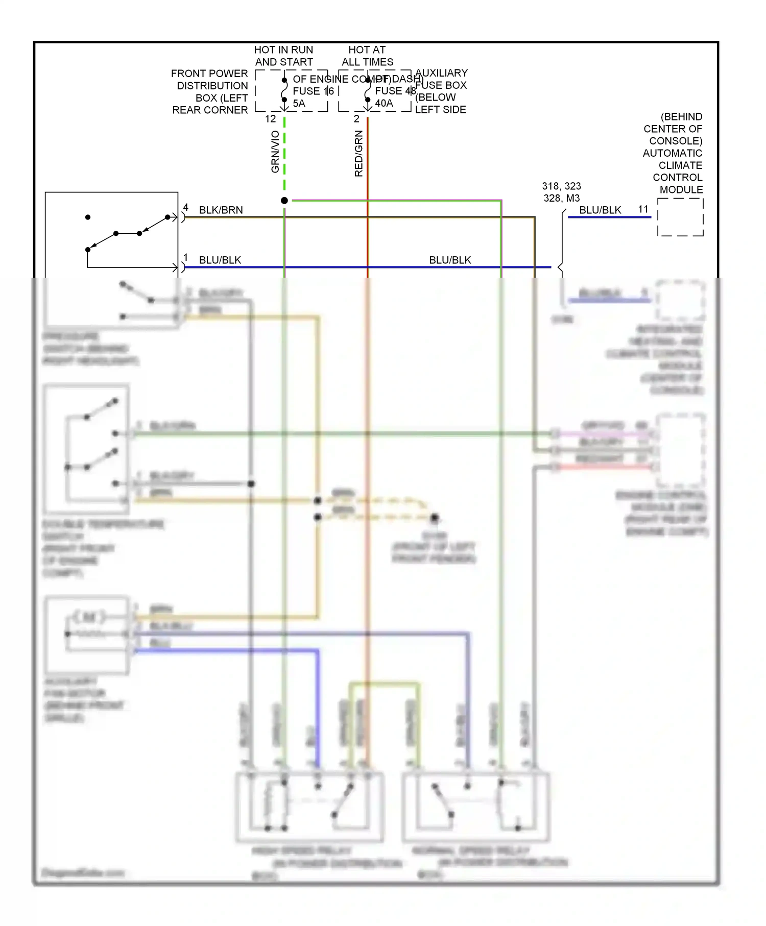 Wiring diagram blu for BMW 3 series E36 (1990-2000) (6 of 28)