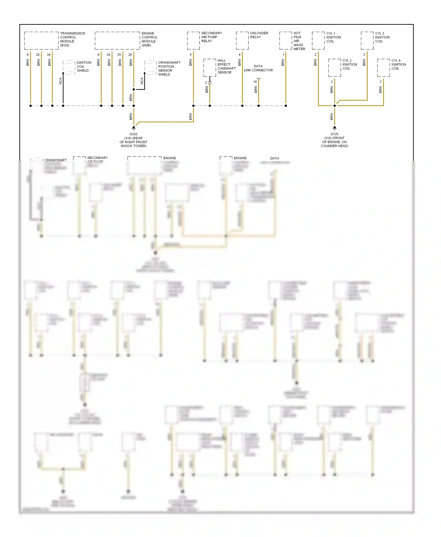 Wiring diagram brn/yel for BMW 3 series E36 (1990-2000) (4 of 11)
