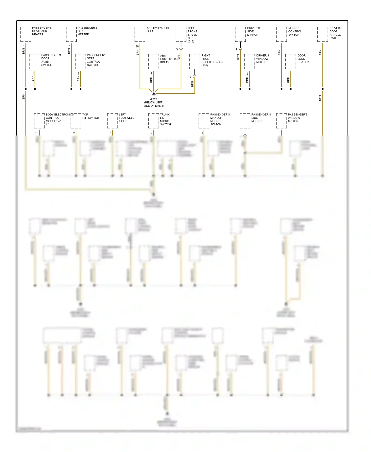 BMW 3 series E36 (1990-2000) front dome light/ map reading assembly driver's makeup mirror switch wiring diagram  (1 of 1)