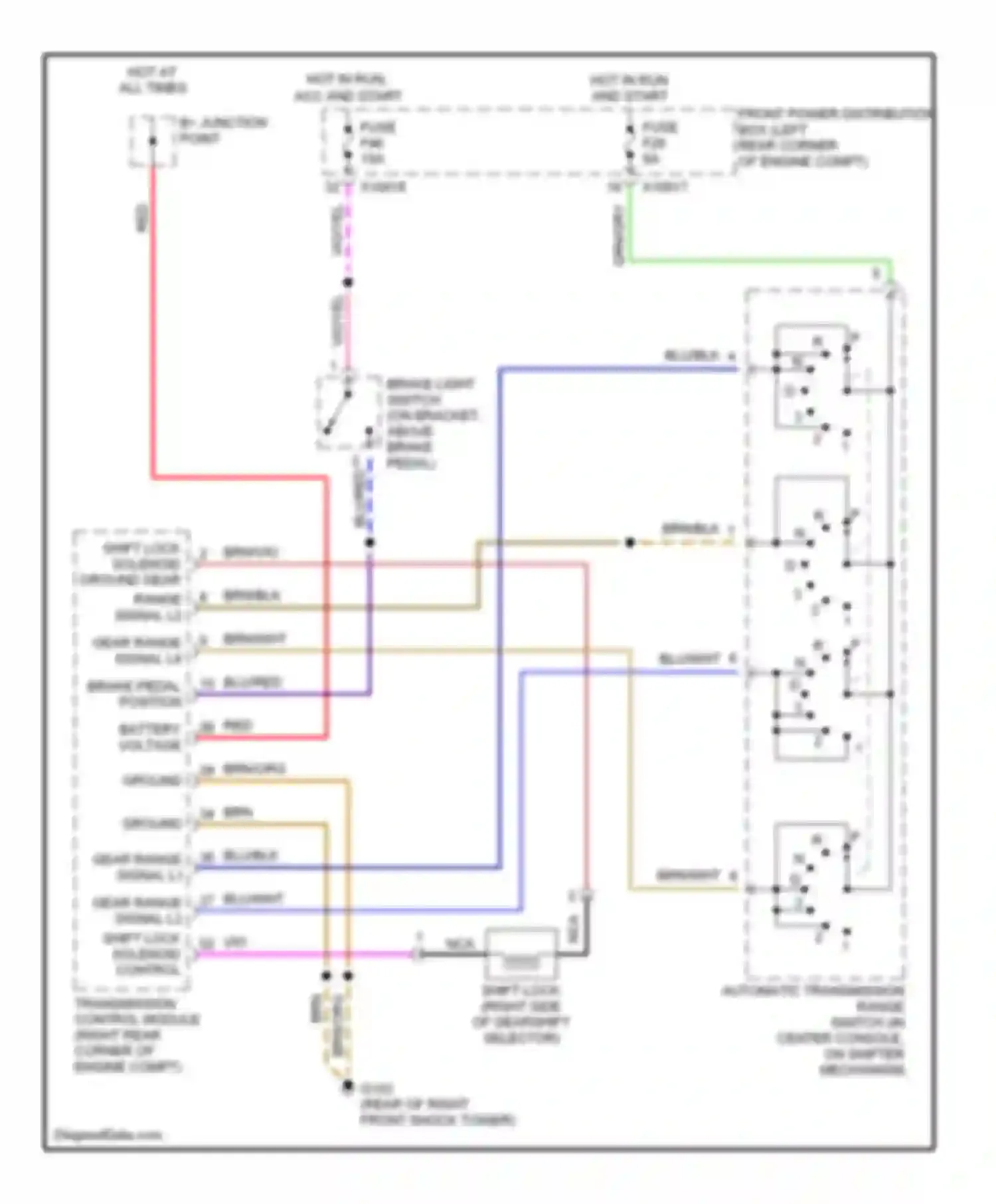 Wiring diagram hot in run, acc and start for BMW 3 series E36 (1990-2000) (1 of 1)