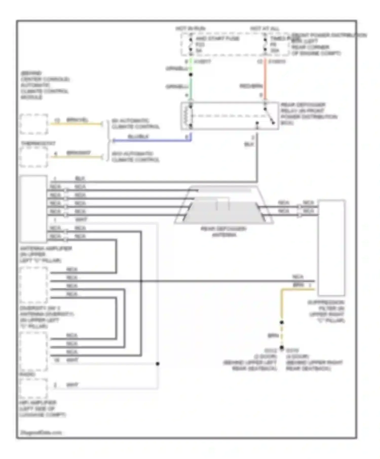 Wiring diagram hot in run and start fuse for BMW 3 series E36 (1990-2000) (4 of 5)