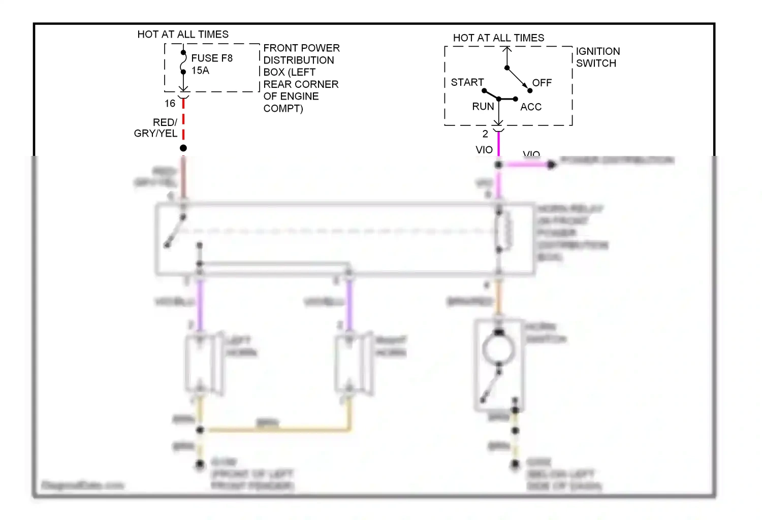 BMW 3 series E36 (1990-2000) left horn wiring diagram  (3 of 3)