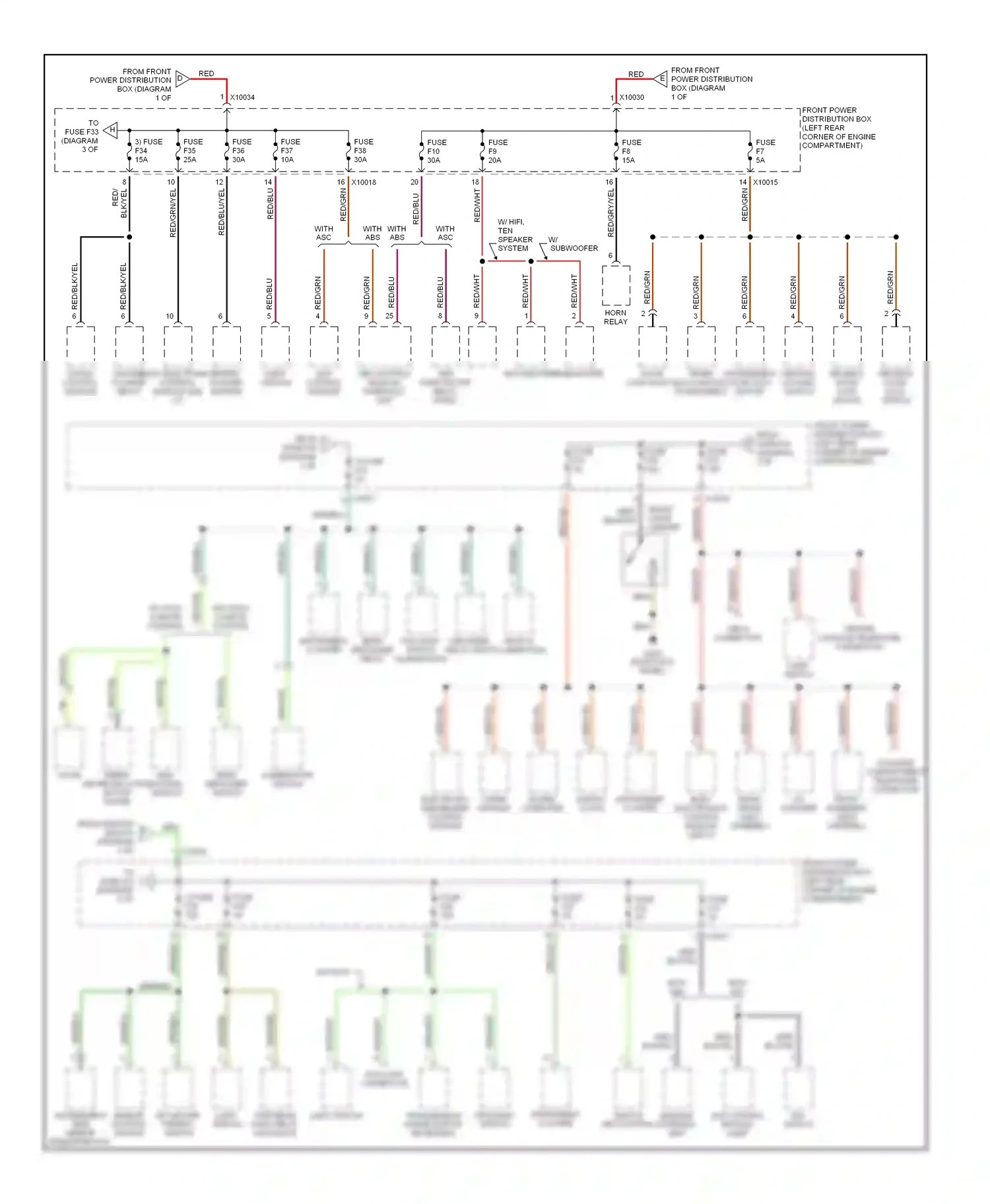 Wiring diagram red/blk/yel for BMW 3 series E36 (1990-2000) (3 of 4)