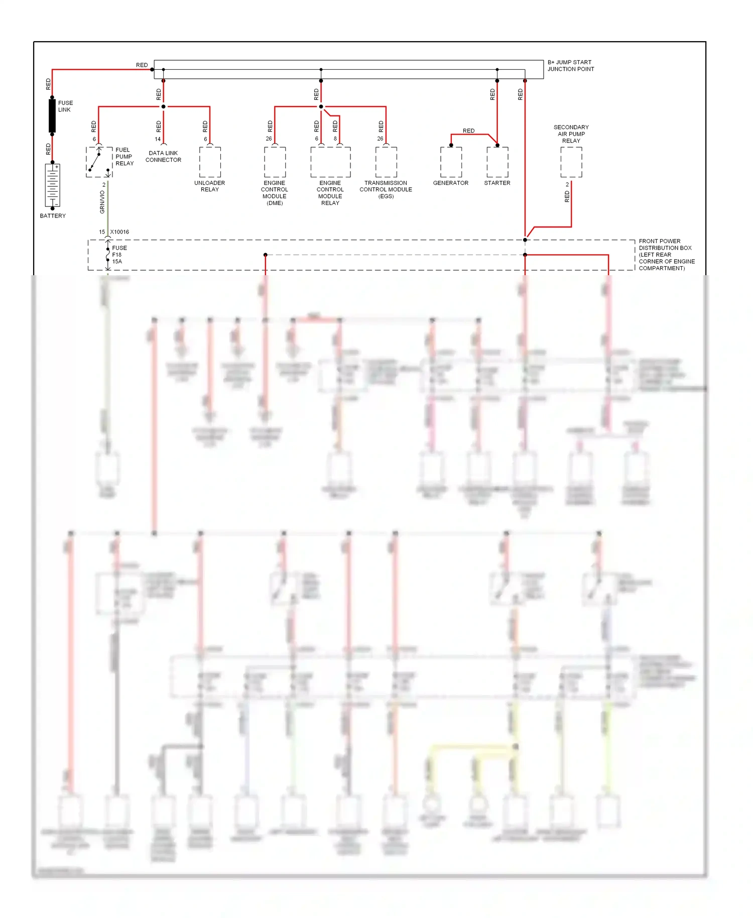 BMW 3 series E36 (1990-2000) red/blu wiring diagram  (7 of 13)