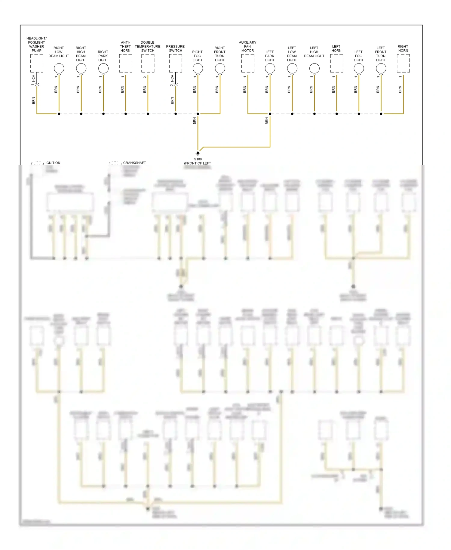 Wiring diagram right horn for BMW 3 series E36 (1990-2000) (1 of 3)