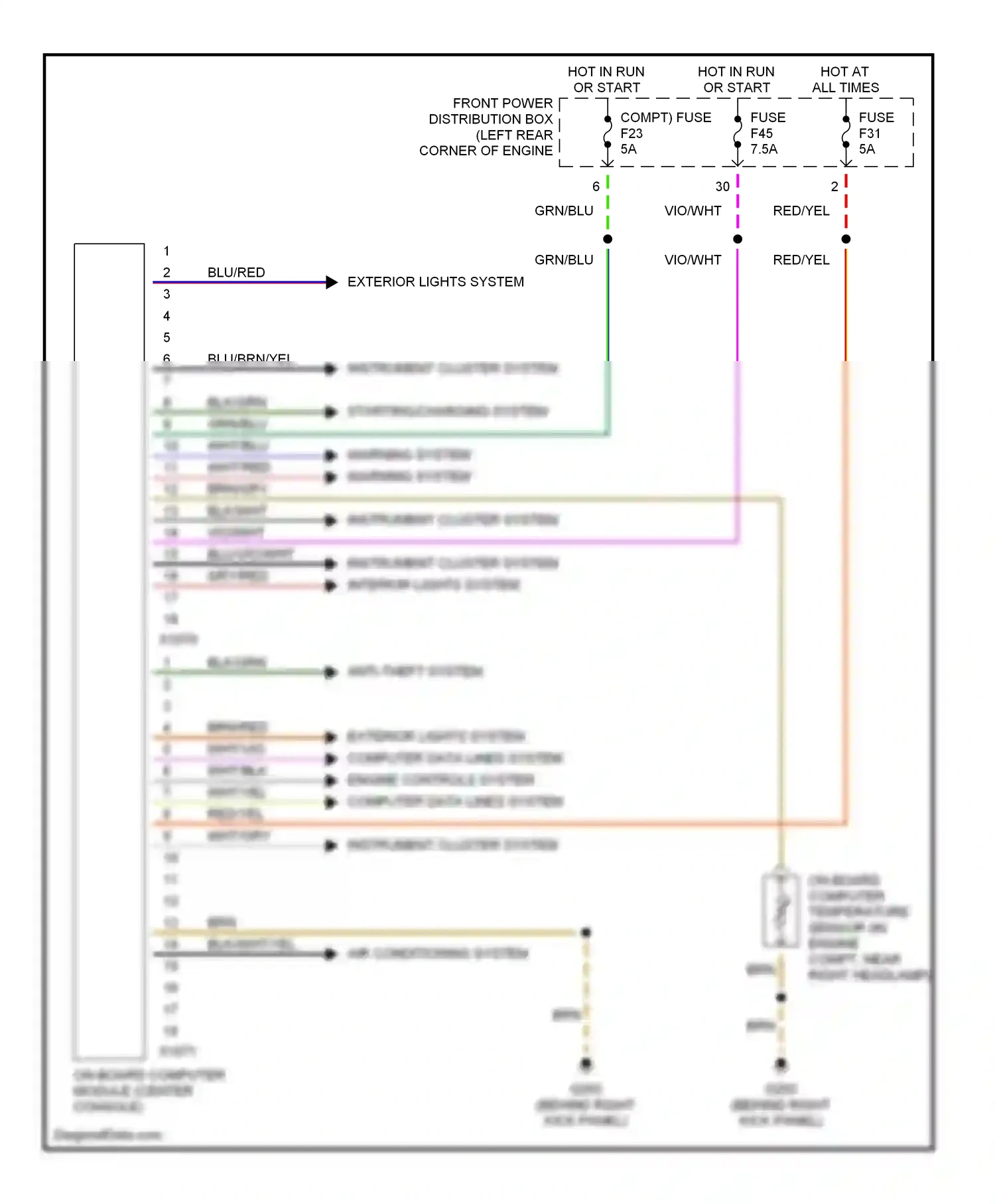 BMW 3 series E36 (1990-2000) vio/wht wiring diagram  (4 of 12)
