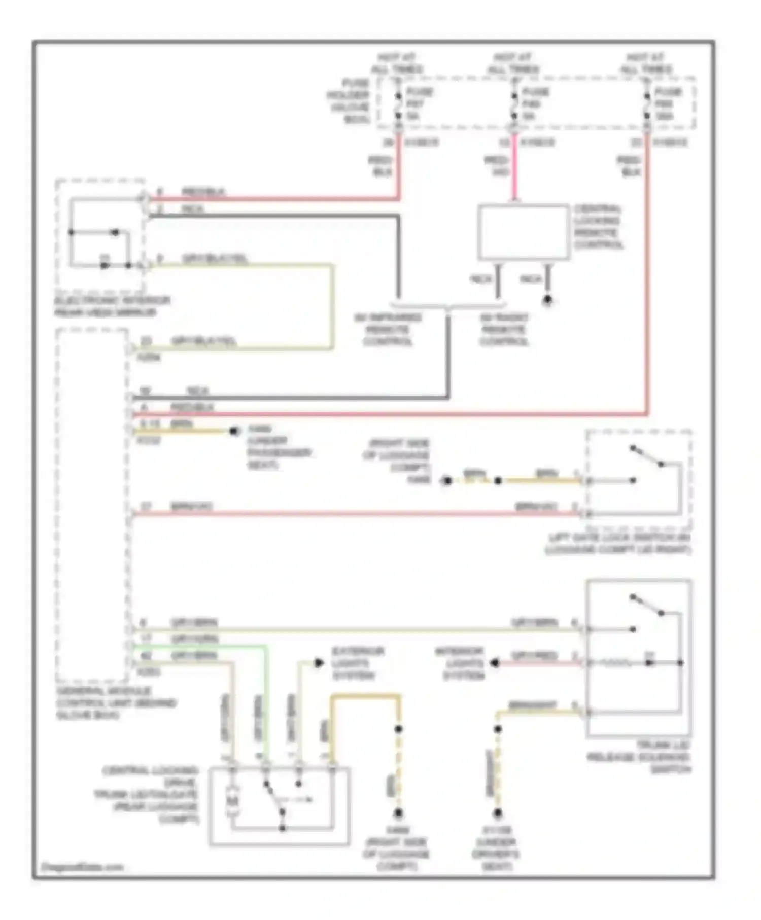 Wiring diagram trunk lid release solenoid switch for BMW 3 series E46 facelift (2001-2006) (4 of 6)