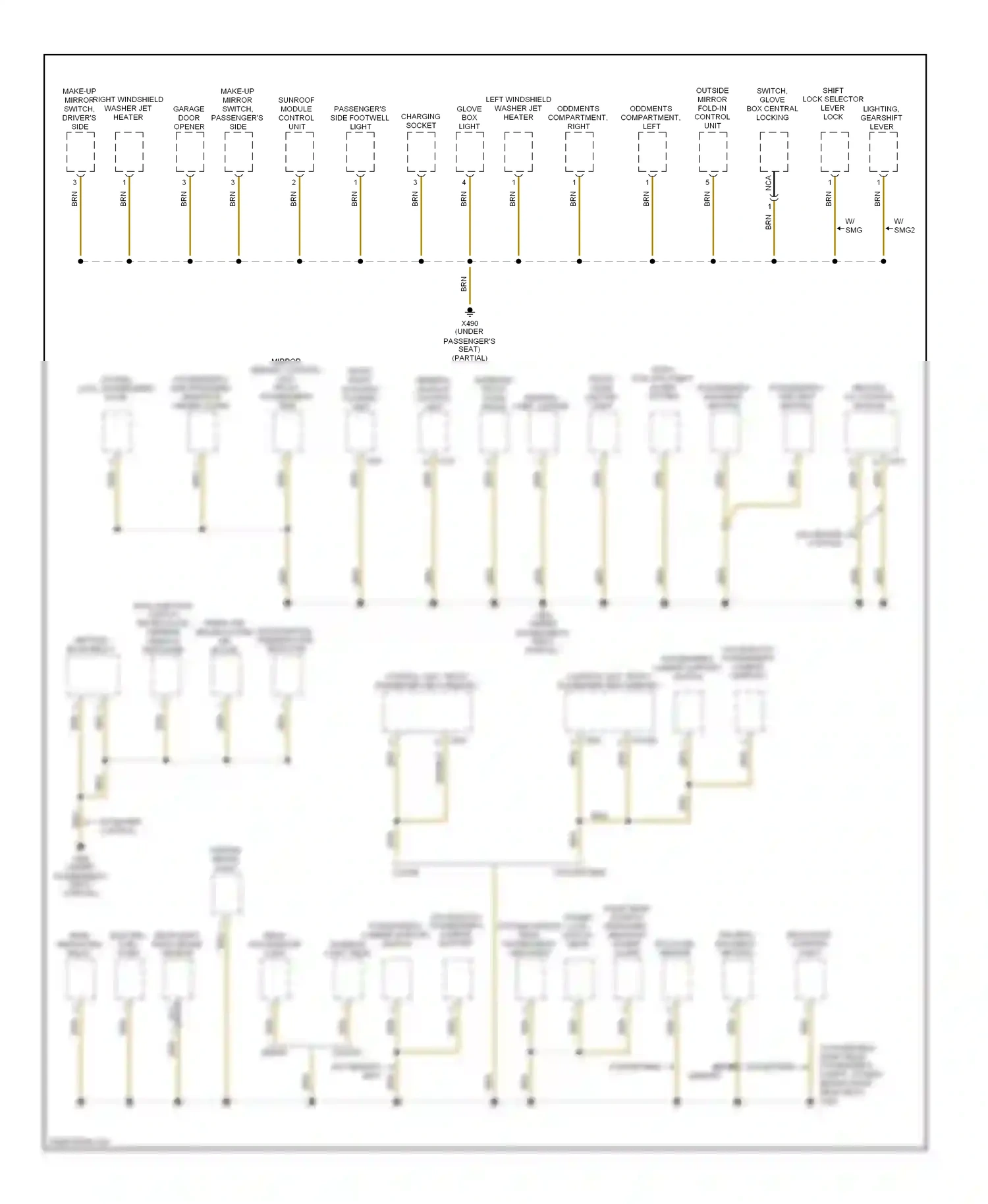 Wiring diagram rear right interior light for BMW 3 series E46 (1998-2003) (1 of 1)