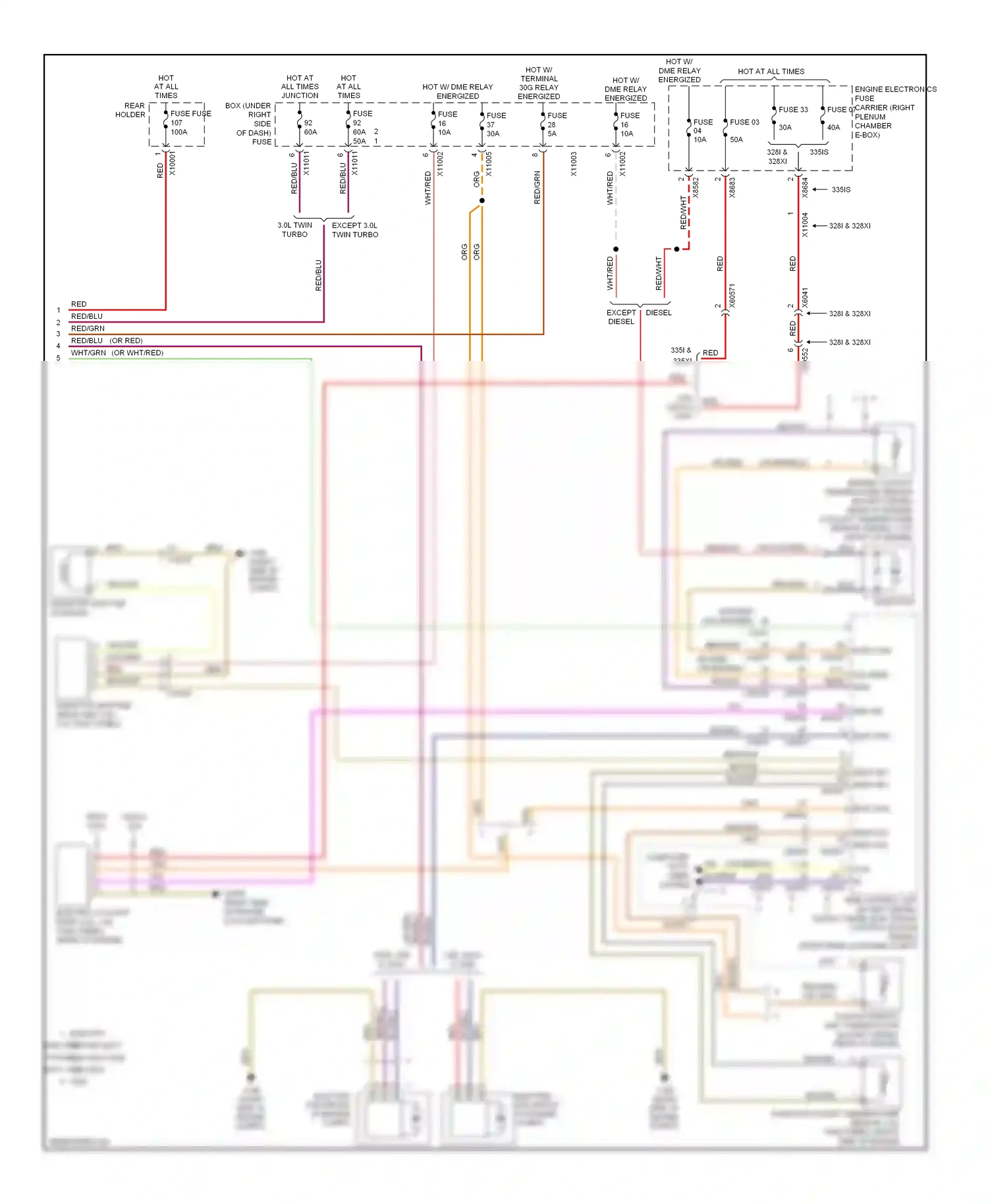 BMW 3 series E90/E91/E92/E93 facelift (2008-2013) brn/org wiring diagram  (1 of 36)