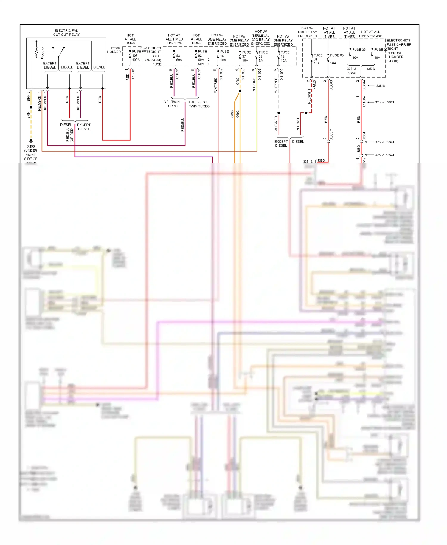 BMW 3 series E90/E91/E92/E93 facelift (2008-2013) red/wht wiring diagram  (3 of 57)