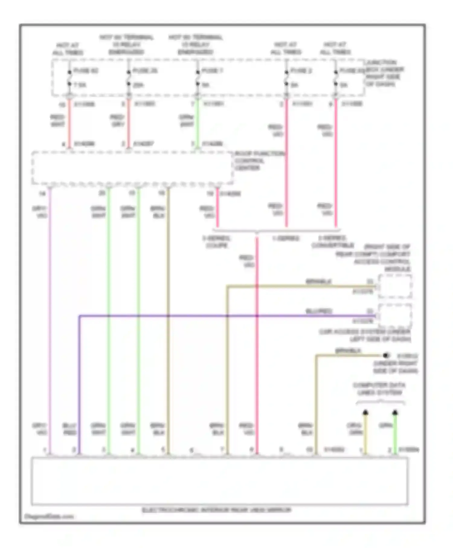 Wiring diagram electrochromic interior rear view mirror for BMW 3 series E90/E91/E92/E93 (2005-2010) (3 of 6)