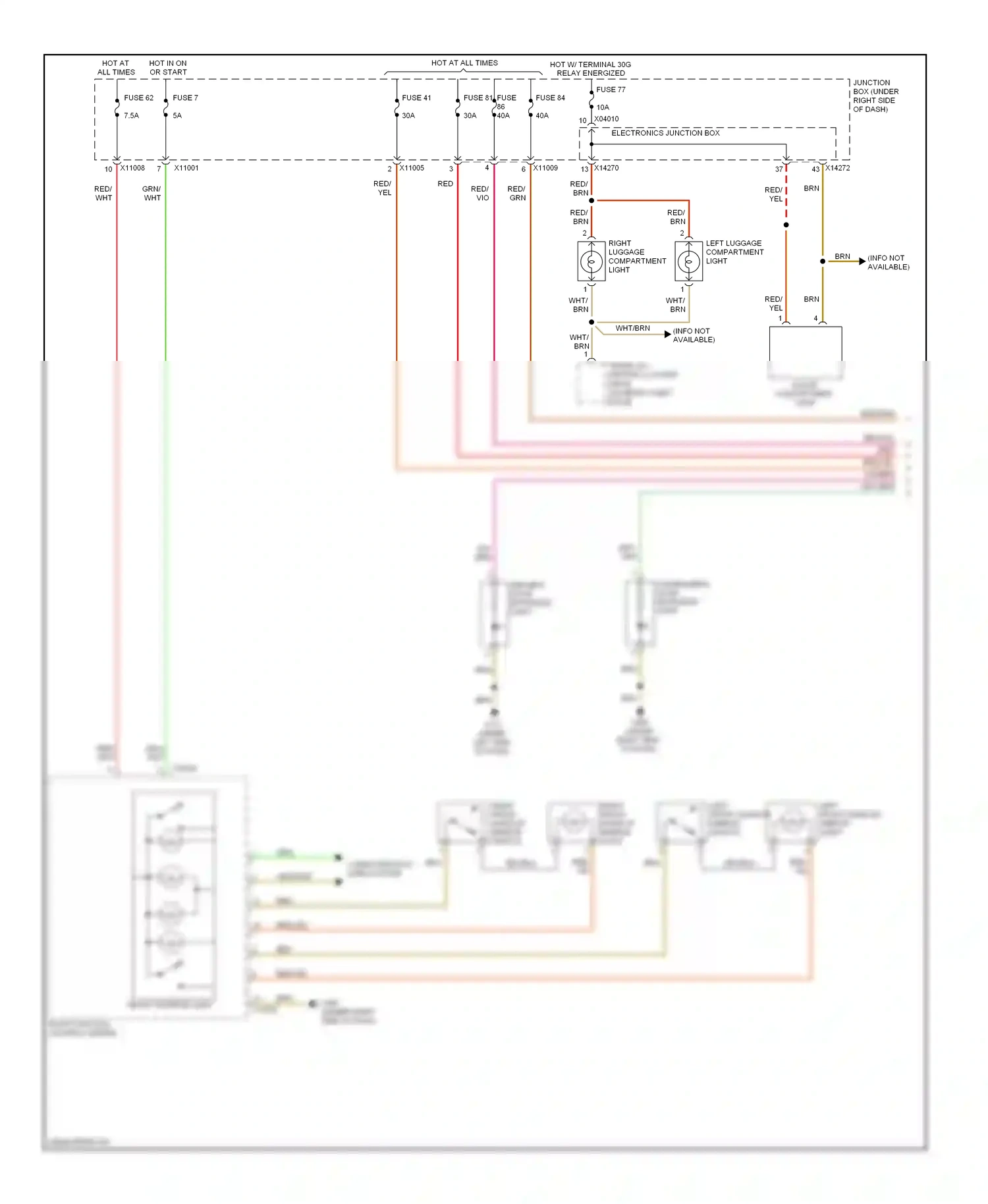 Wiring diagram left front make up mirror switch for BMW 3 series E90/E91/E92/E93 (2005-2010) (1 of 4)