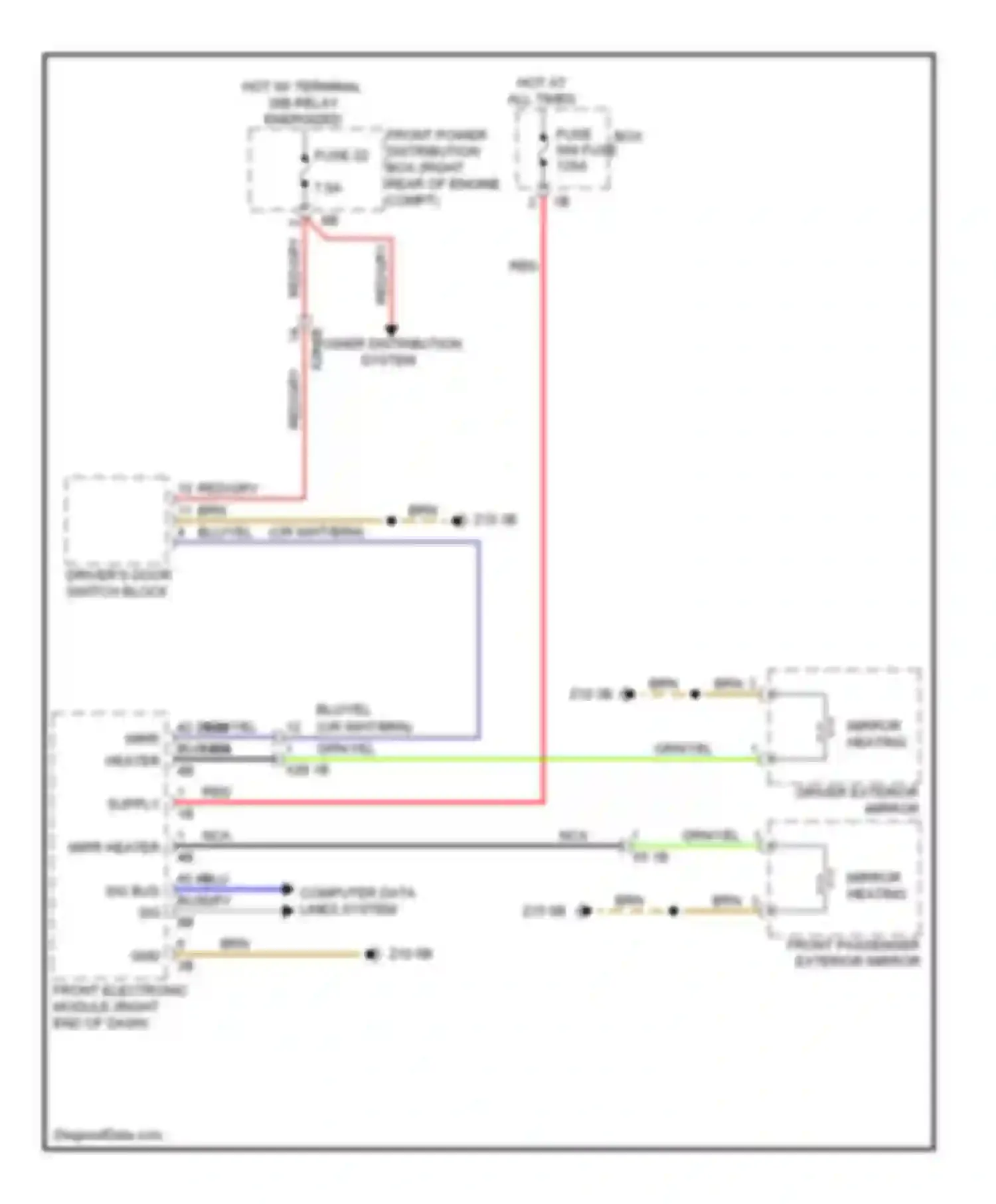 3 series BMW F30/F31 (2011-2015): Heated mirrors circuit, without lin bus function