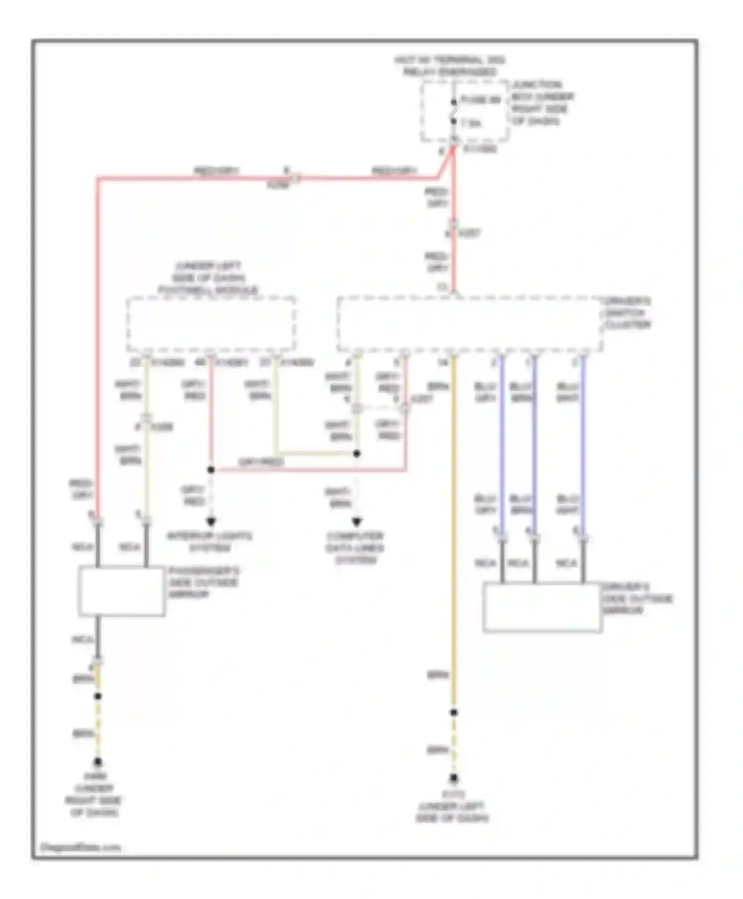 3 series BMW F30/F31 (2011-2015): Memory mirrors circuit, without heated mirrors