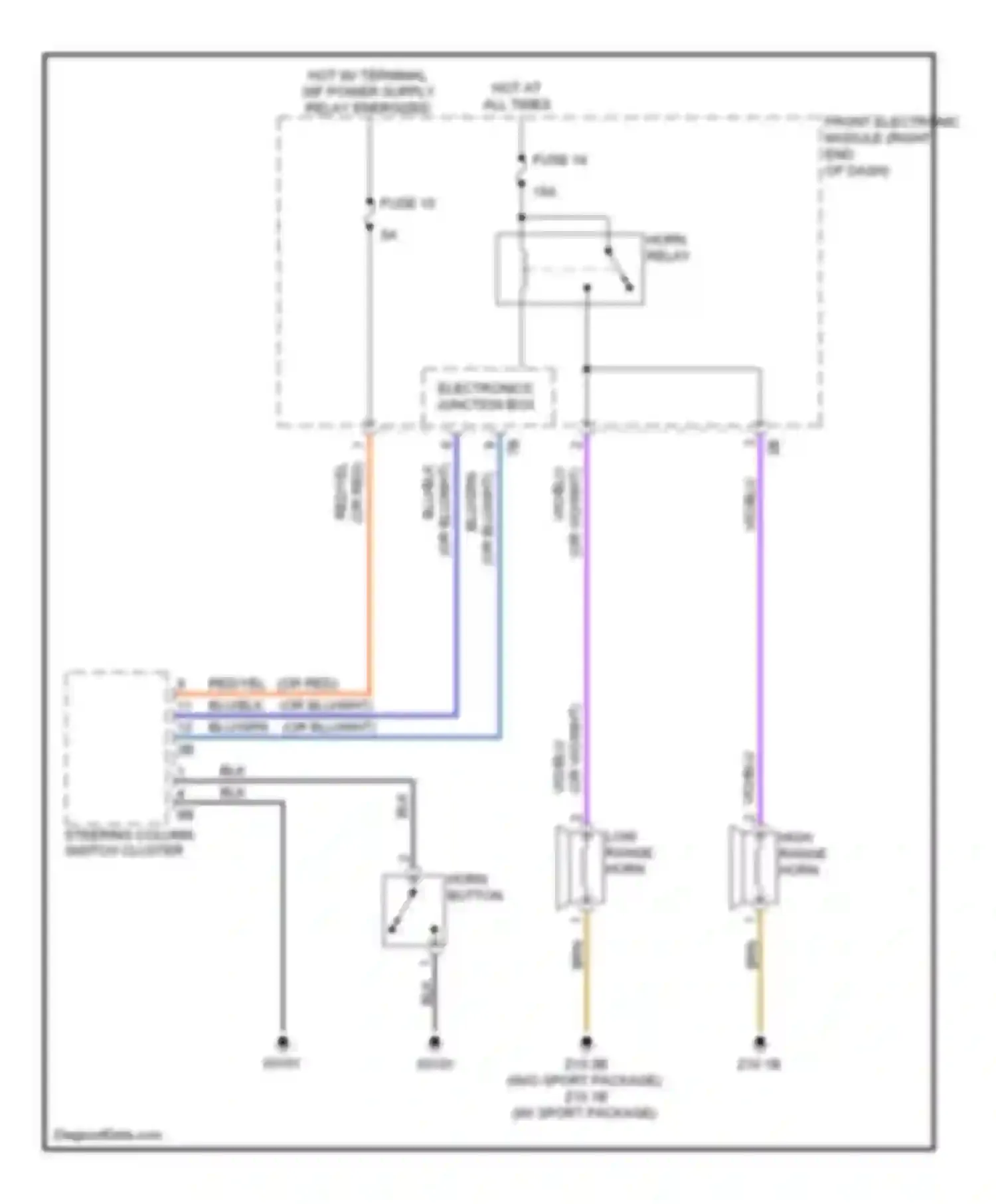 Wiring diagram horn relay for BMW 3 series F30/F31 (2011-2015) (1 of 3)