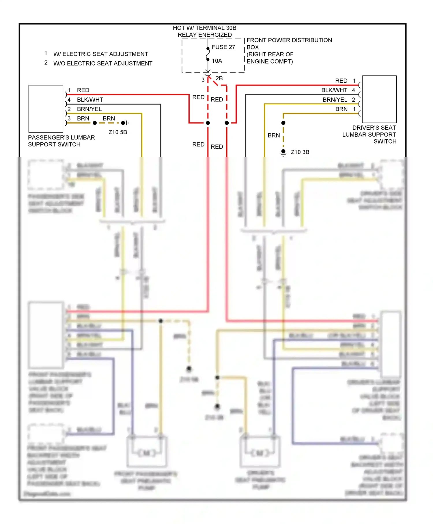 BMW 3 series F30/F31 (2011-2015) passenger's lumbar support switch wiring diagram  (5 of 10)
