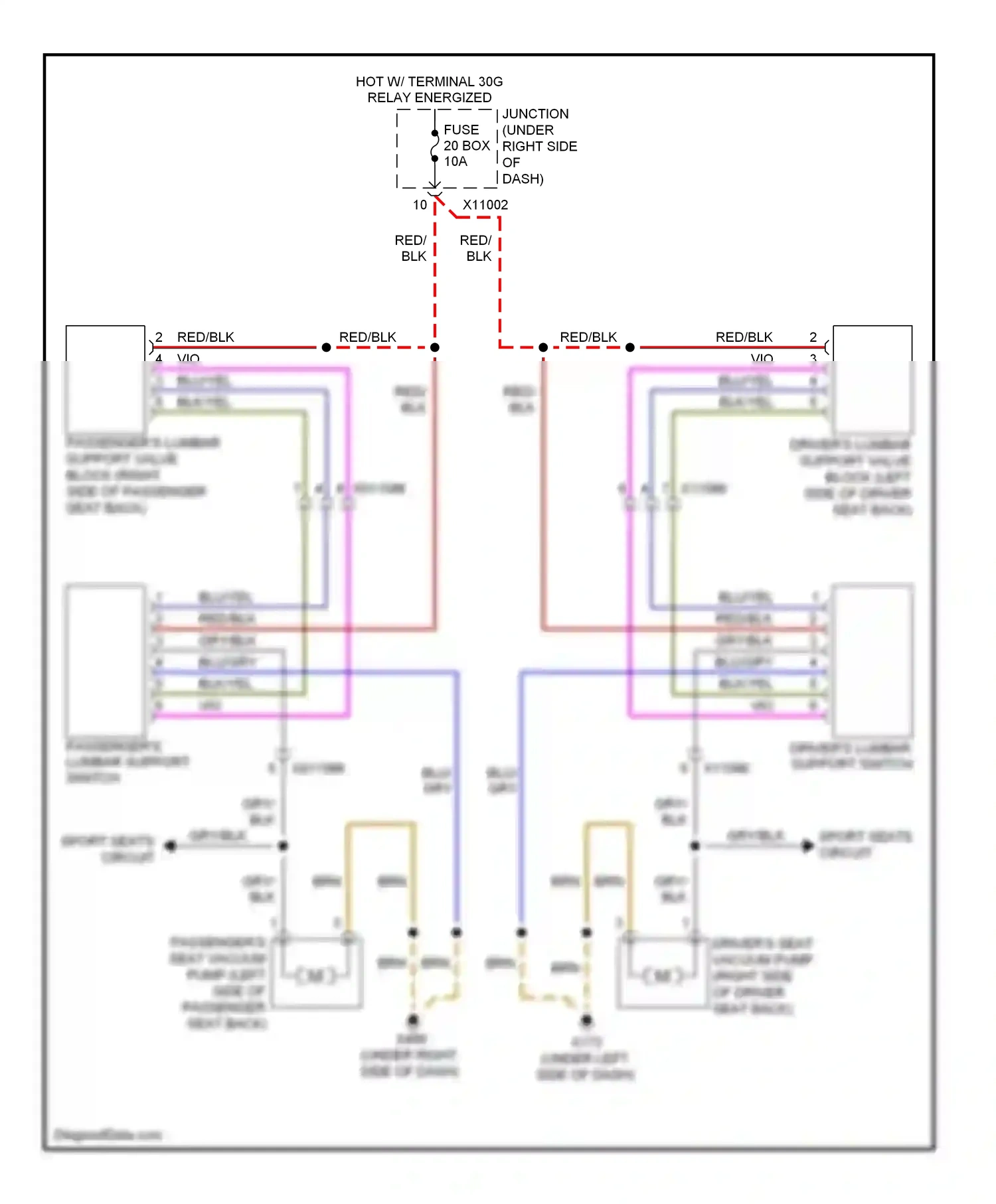 BMW 3 series F30/F31 (2011-2015) passenger's lumbar support switch wiring diagram  (3 of 10)