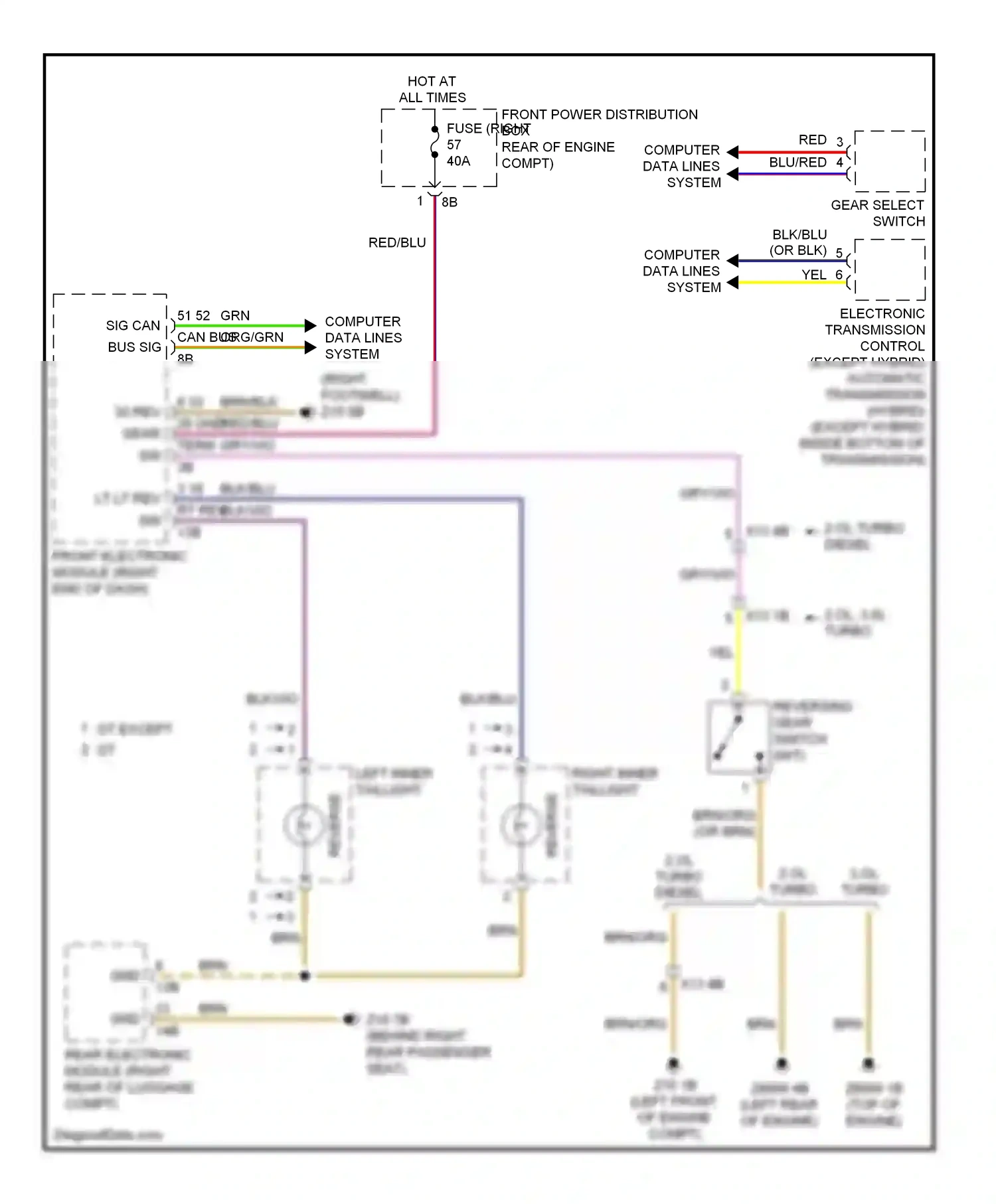 BMW 3 series GT F34 (2011-2016) automatic transmission wiring diagram  (1 of 1)