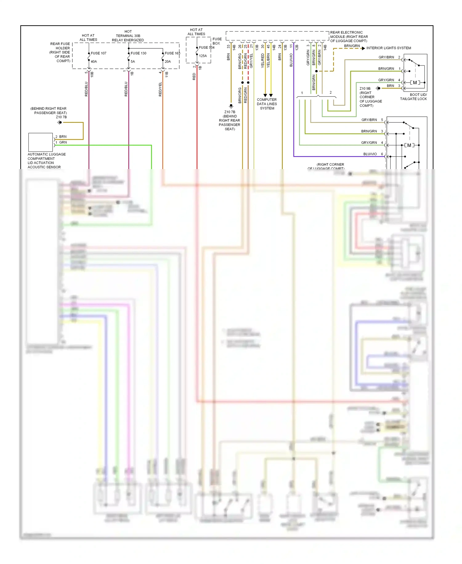 BMW 3 series GT F34 (2011-2016) boot lid/ tailgate lock wiring diagram  (5 of 17)