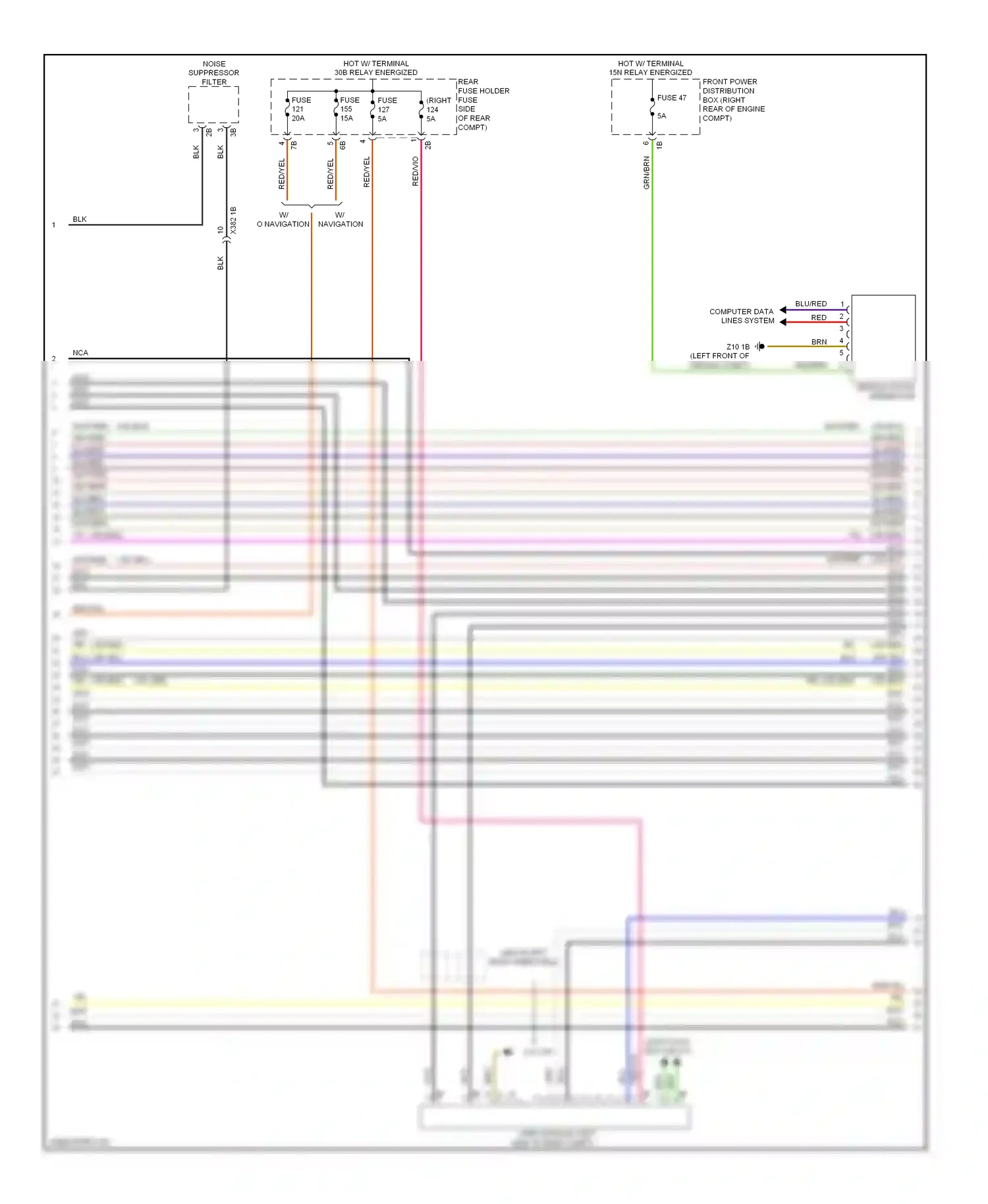 BMW 3 series GT F34 (2011-2016) front power distribution wiring diagram  (2 of 9)