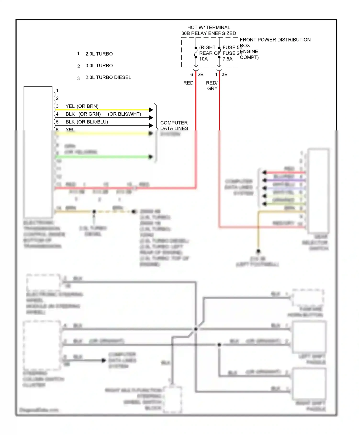BMW 3 series GT F34 (2011-2016) gear selector switch wiring diagram  (4 of 4)
