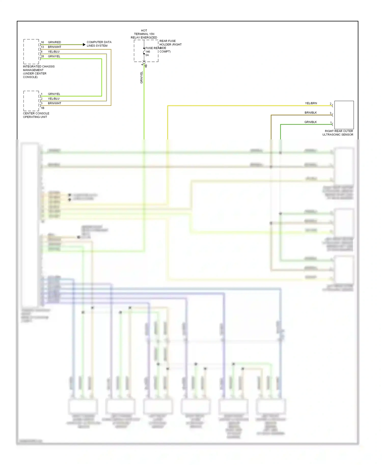 BMW 3 series GT F34 (2011-2016) left front outer ultrasonic sensor wiring diagram  (2 of 4)