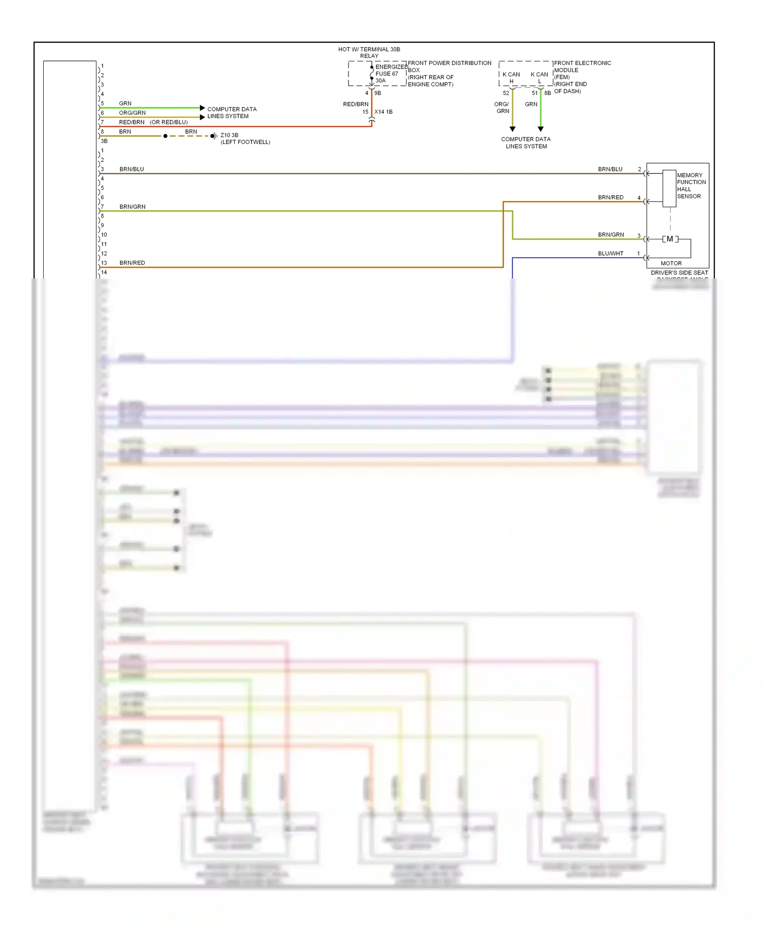 BMW 3 series GT F34 (2011-2016) memory function hall sensor wiring diagram  (1 of 1)