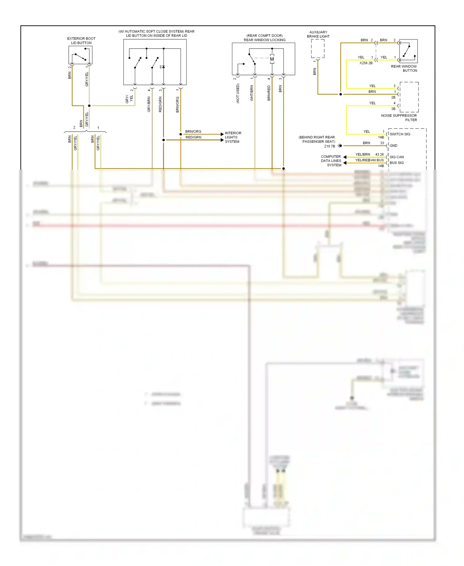 BMW 3 series GT F34 (2011-2016) rear window button wiring diagram  (1 of 5)