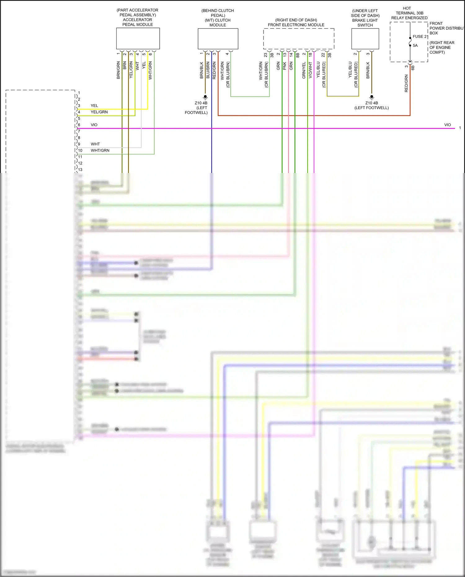 BMW 3 series GT F34 facelift (2015-2020) accelerator pedal module wiring diagram  (3 of 3)