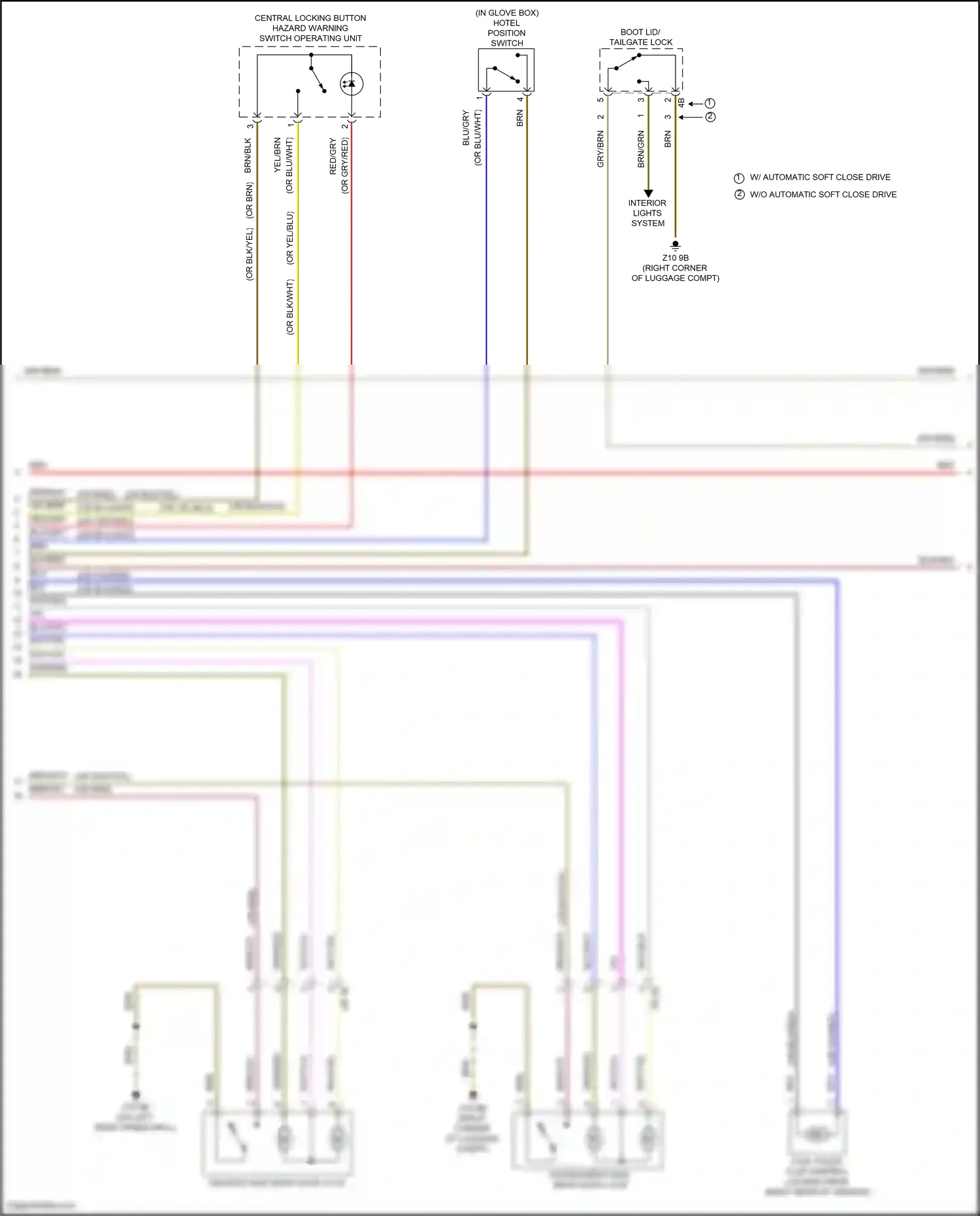 BMW 3 series GT F34 facelift (2015-2020) central locking button hazard warning switch operating unit wiring diagram  (1 of 3)