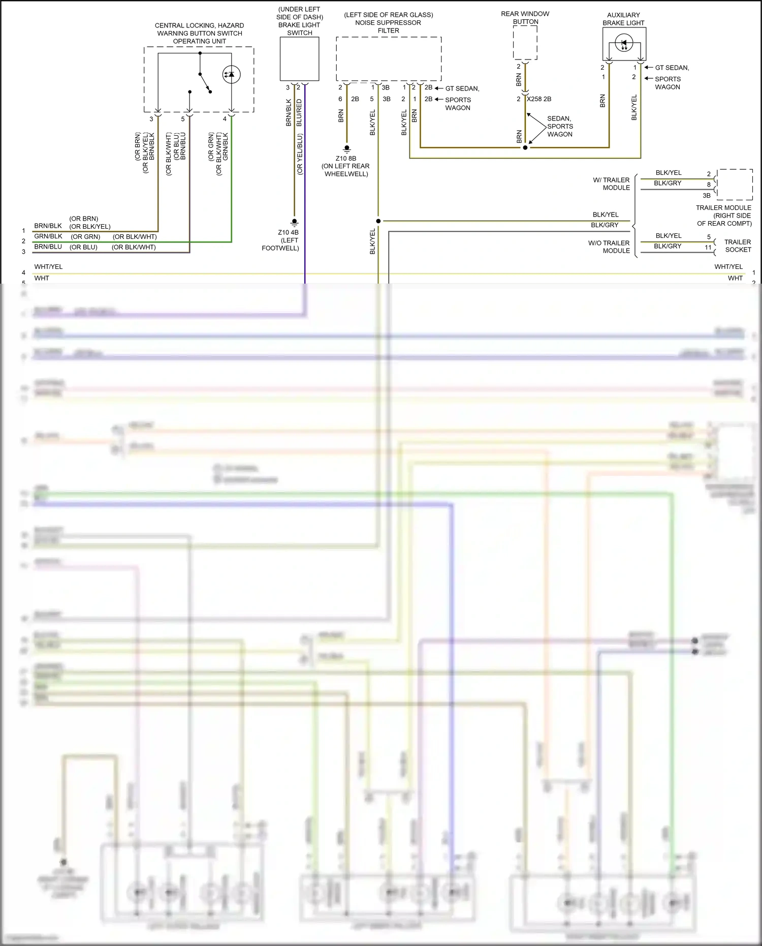 BMW 3 series GT F34 facelift (2015-2020) central locking, hazard warning button switch operating unit wiring diagram  (1 of 1)