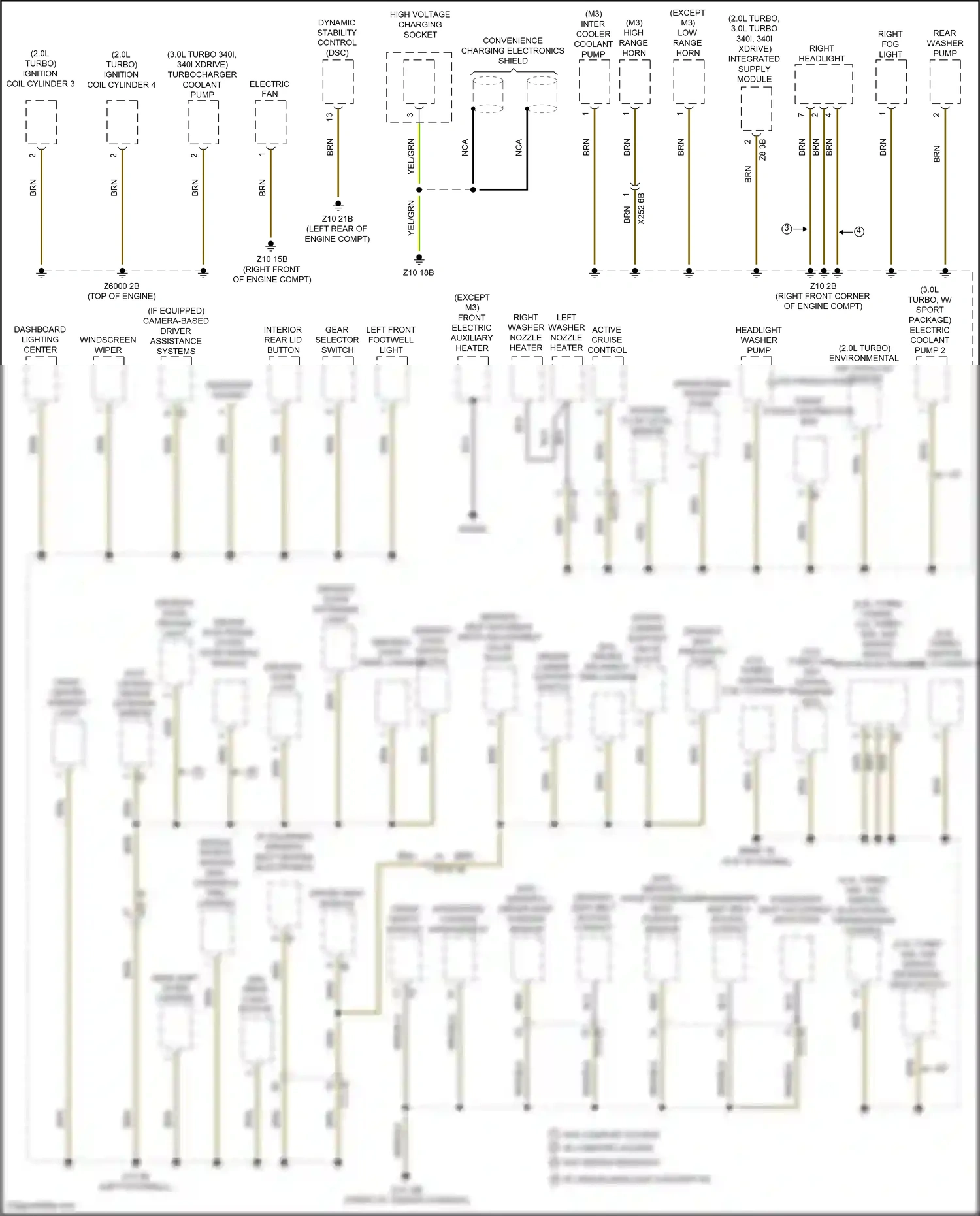 BMW 3 series GT F34 facelift (2015-2020) driver electronic outer door handle module wiring diagram  (3 of 4)