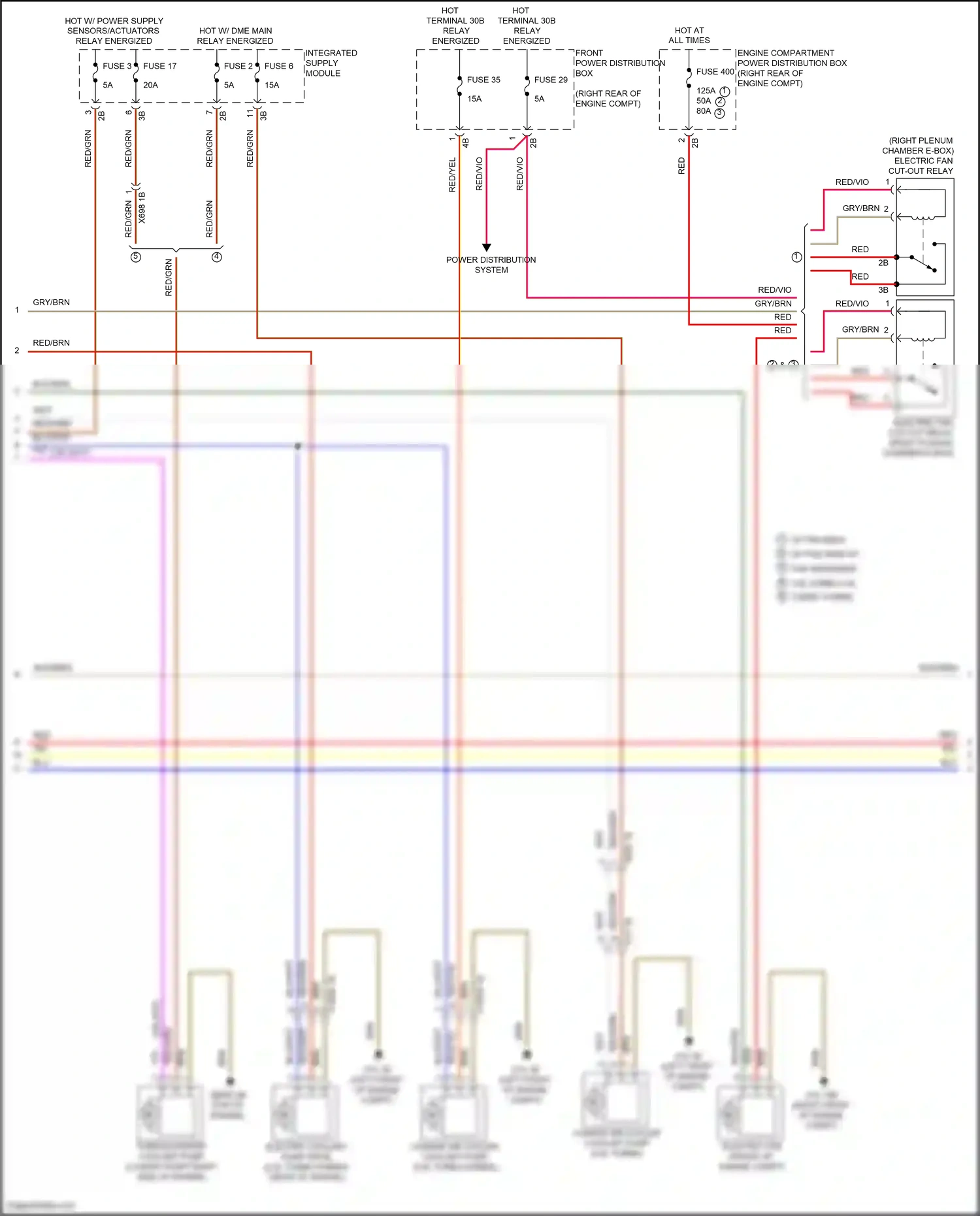 BMW 3 series GT F34 facelift (2015-2020) engine compartment power distribution box wiring diagram  (2 of 6)