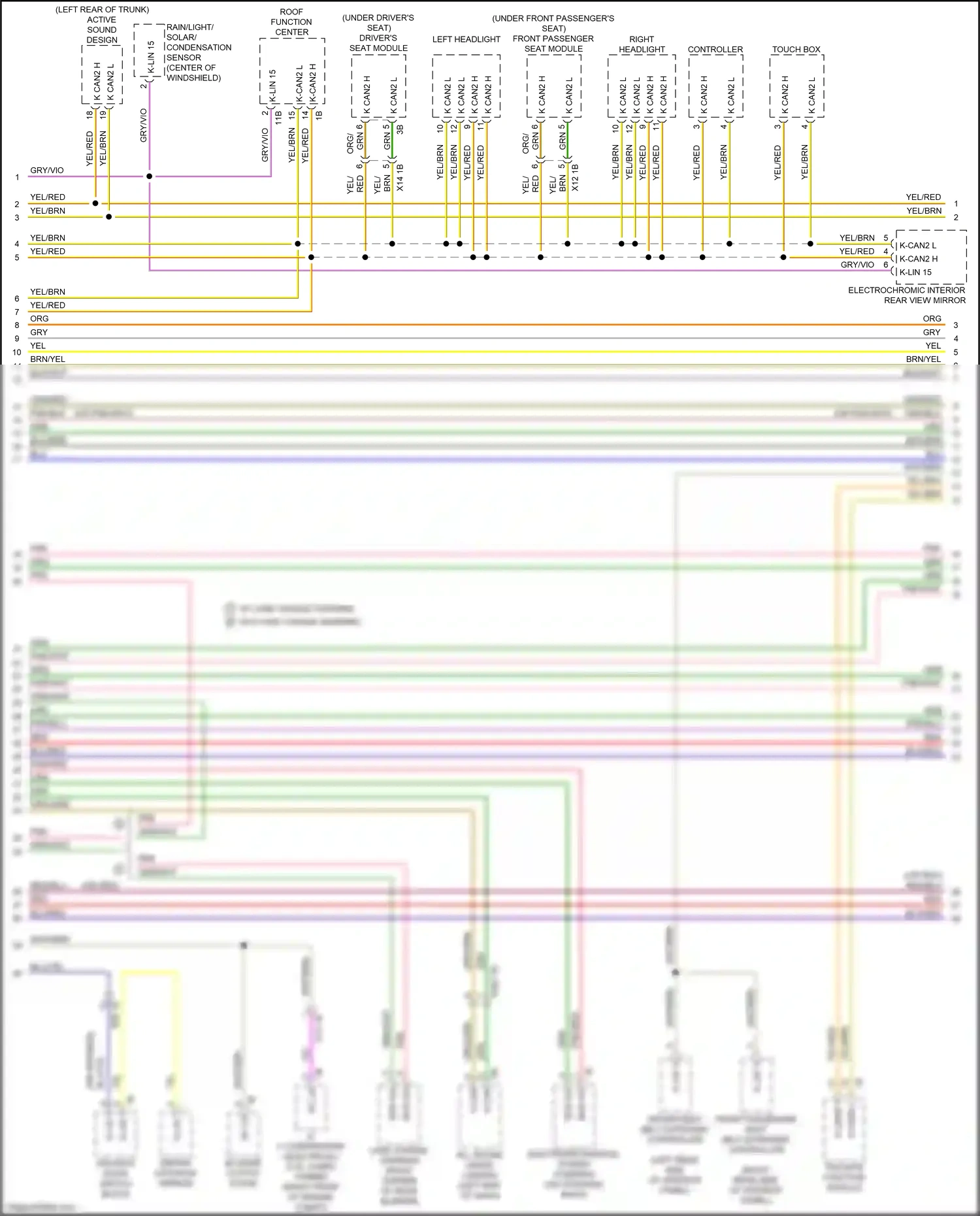 BMW 3 series GT F34 facelift (2015-2020) front passenger seat belt extender controller wiring diagram  (1 of 2)