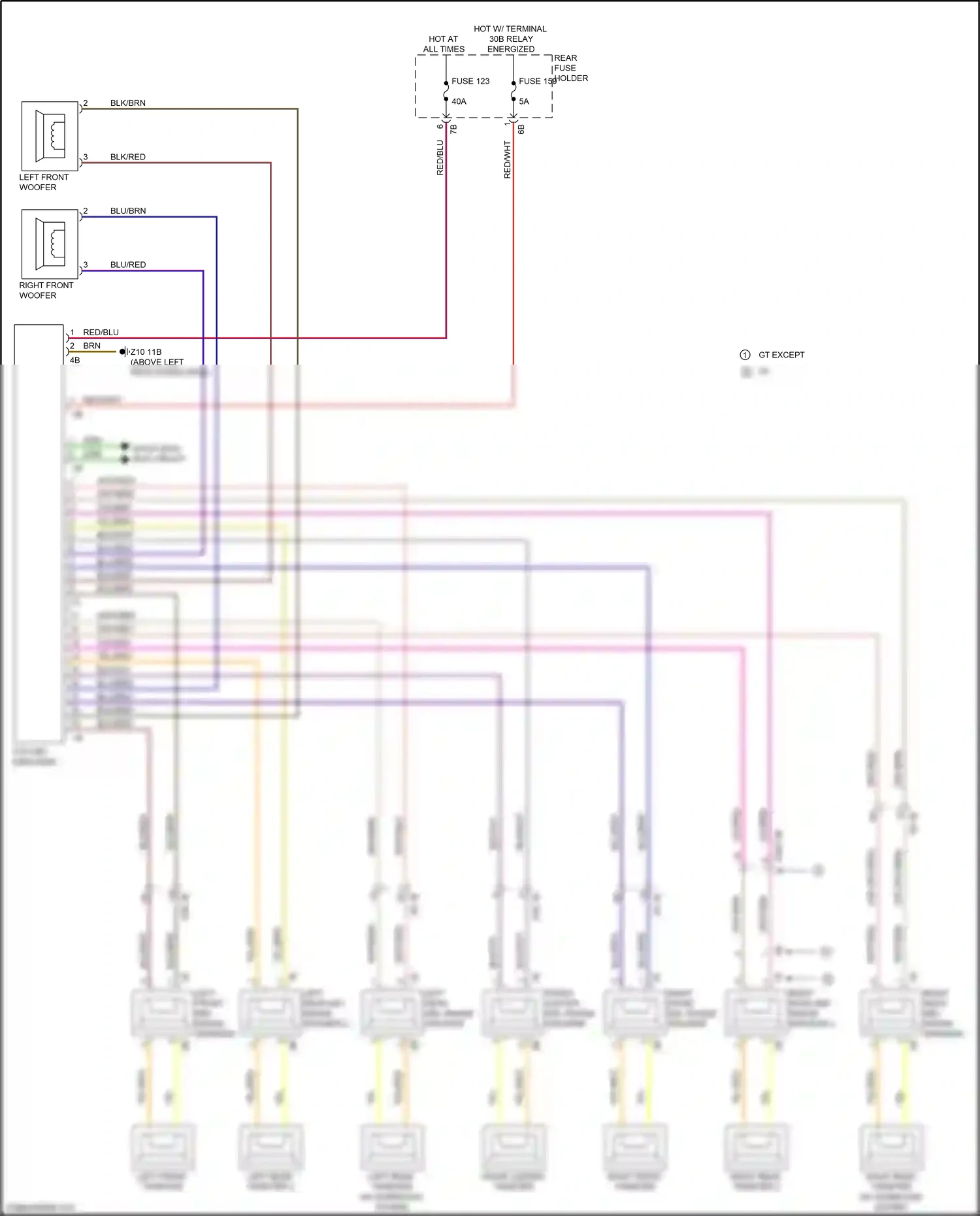 BMW 3 series GT F34 facelift (2015-2020) left front mid-range speaker wiring diagram  (10 of 10)