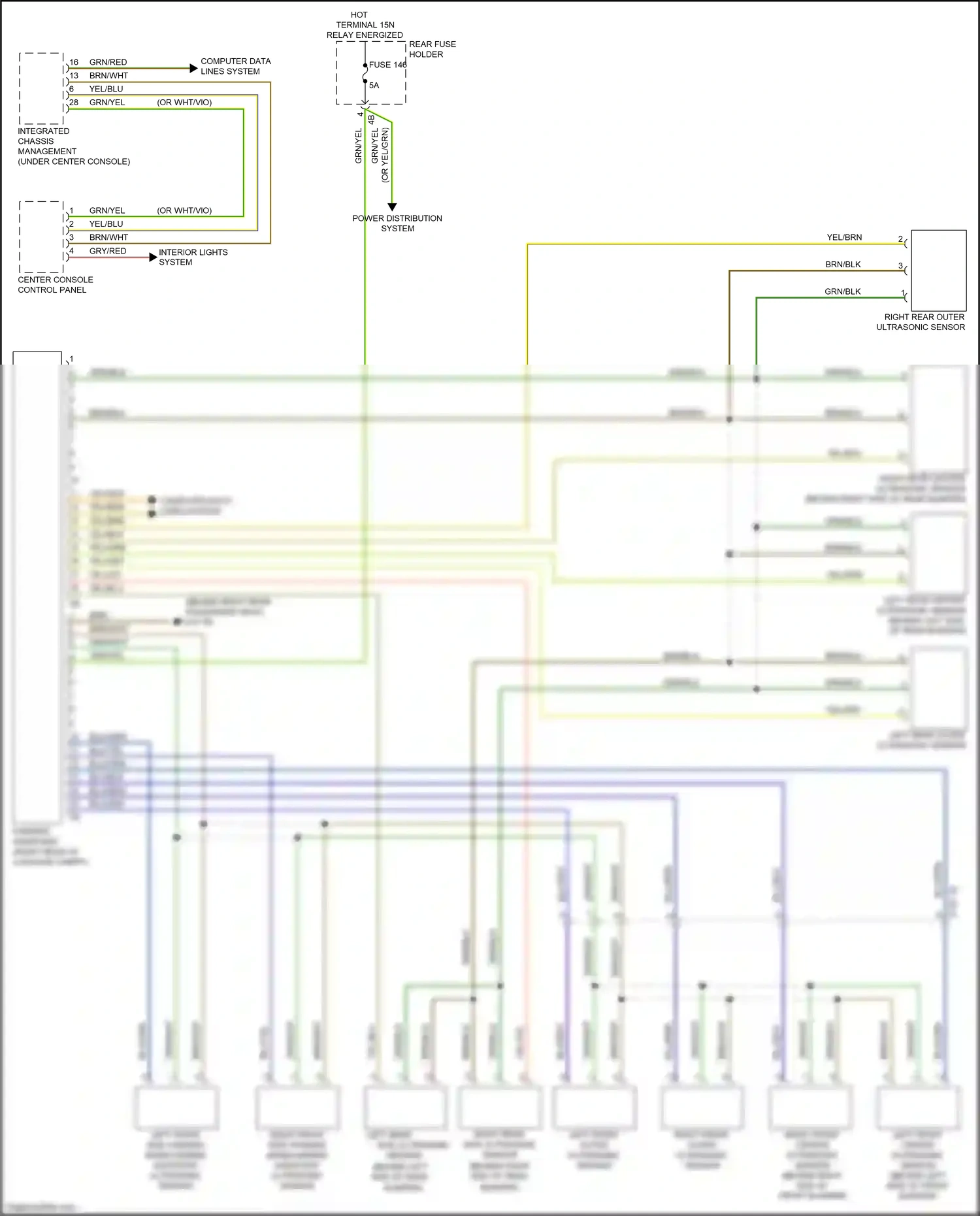 BMW 3 series GT F34 facelift (2015-2020) left front outer ultrasonic sensor wiring diagram  (2 of 2)