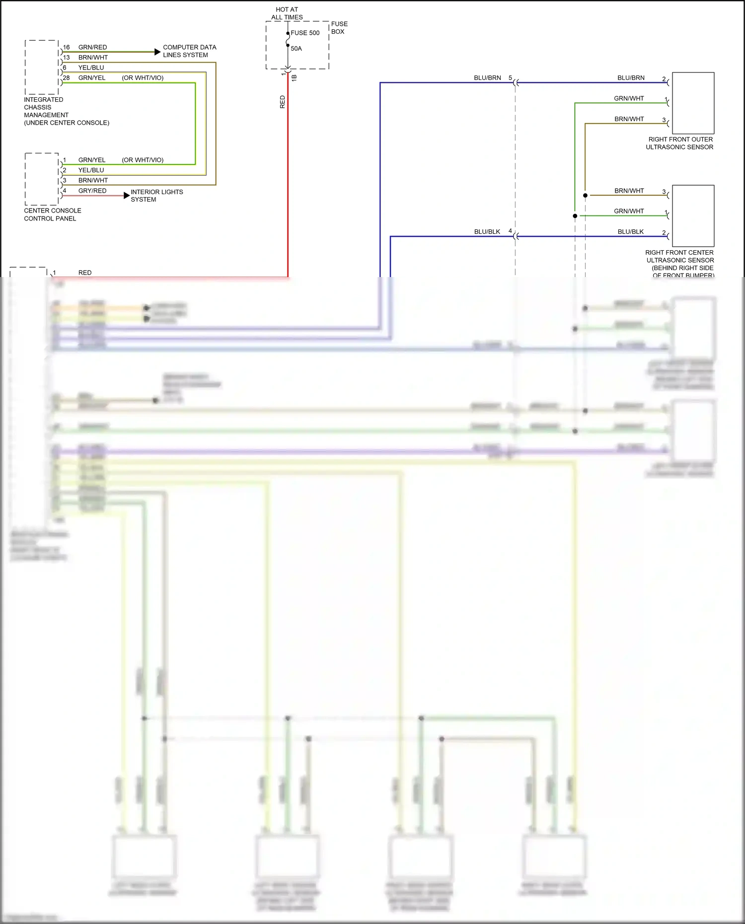BMW 3 series GT F34 facelift (2015-2020) right front outer ultrasonic sensor wiring diagram  (1 of 2)