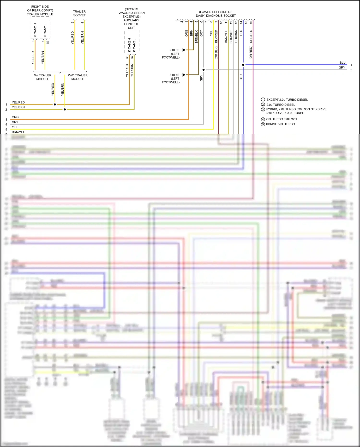 BMW 3 series GT F34 facelift (2015-2020) trailer socket wiring diagram  (1 of 8)