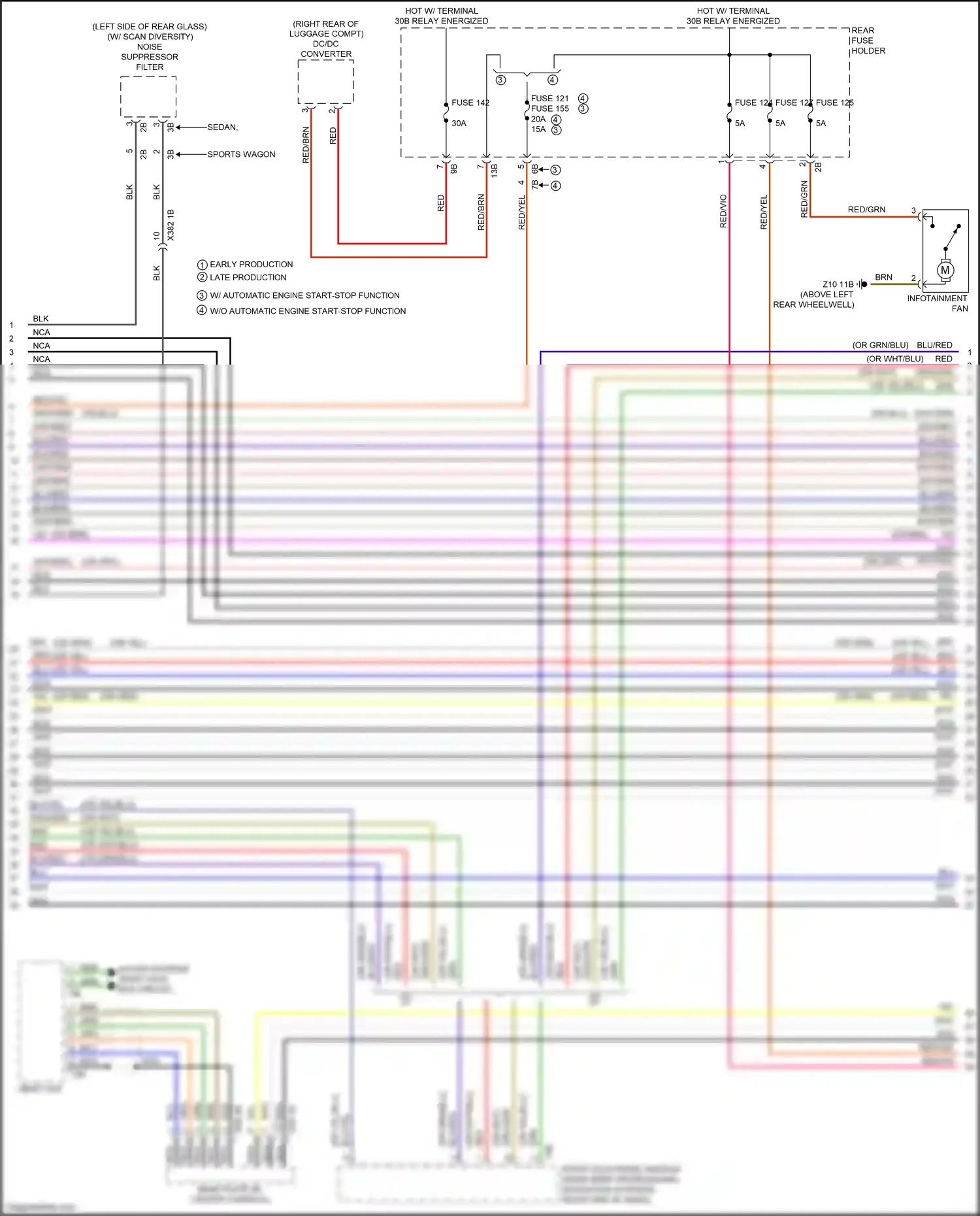 BMW 3 series GT F34 facelift (2015-2020) w/ automatic engine start-stop function w/o automatic engine start-stop function wiring diagram  (1 of 3)