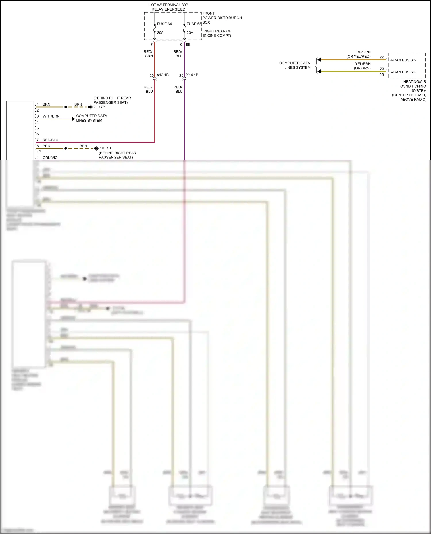 BMW 3 series GT F34 (2011-2016) front passenger's seat heating module wiring diagram  (1 of 2)