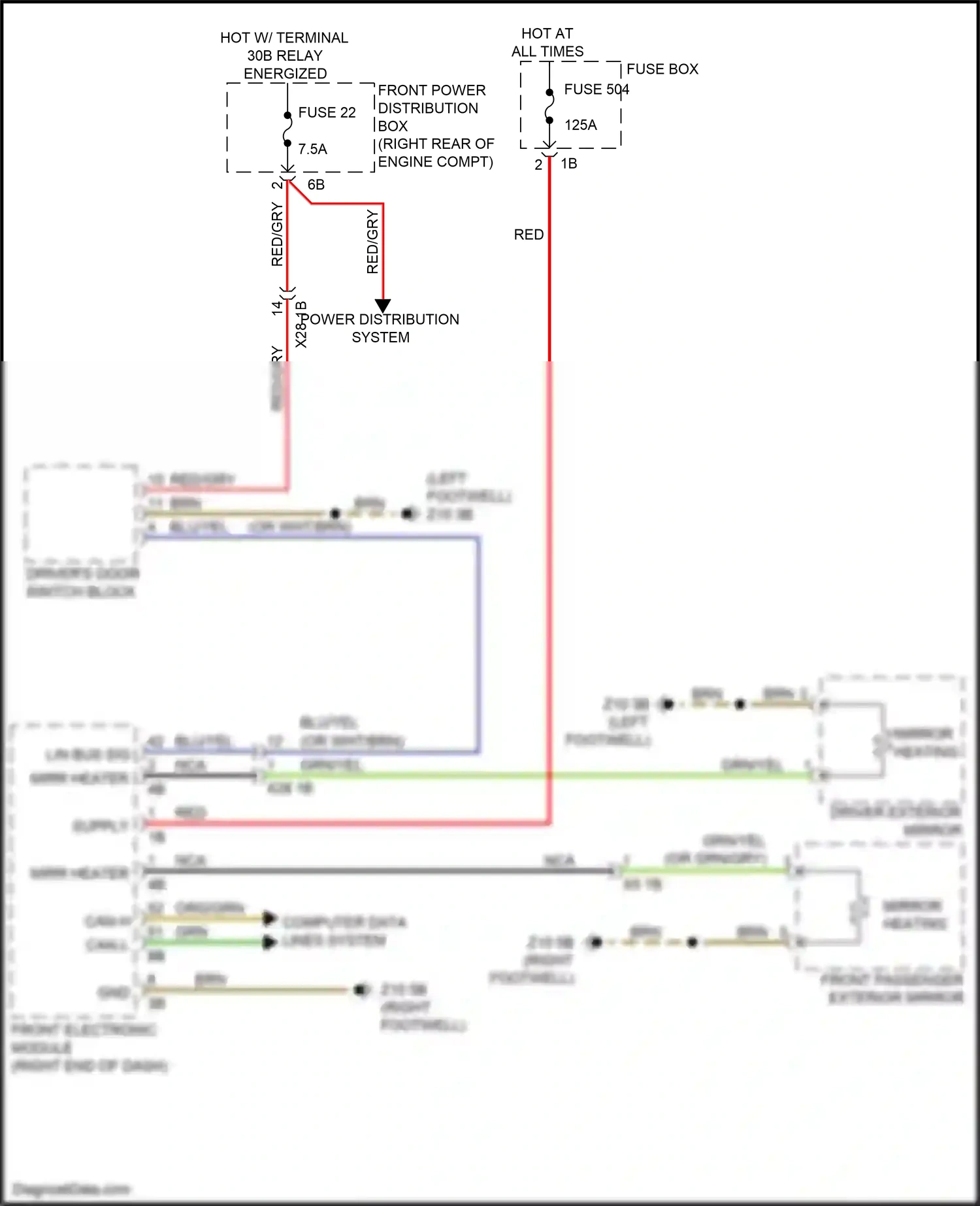 BMW 3 series GT F34 (2011-2016) front power distribution box wiring diagram  (44 of 50)