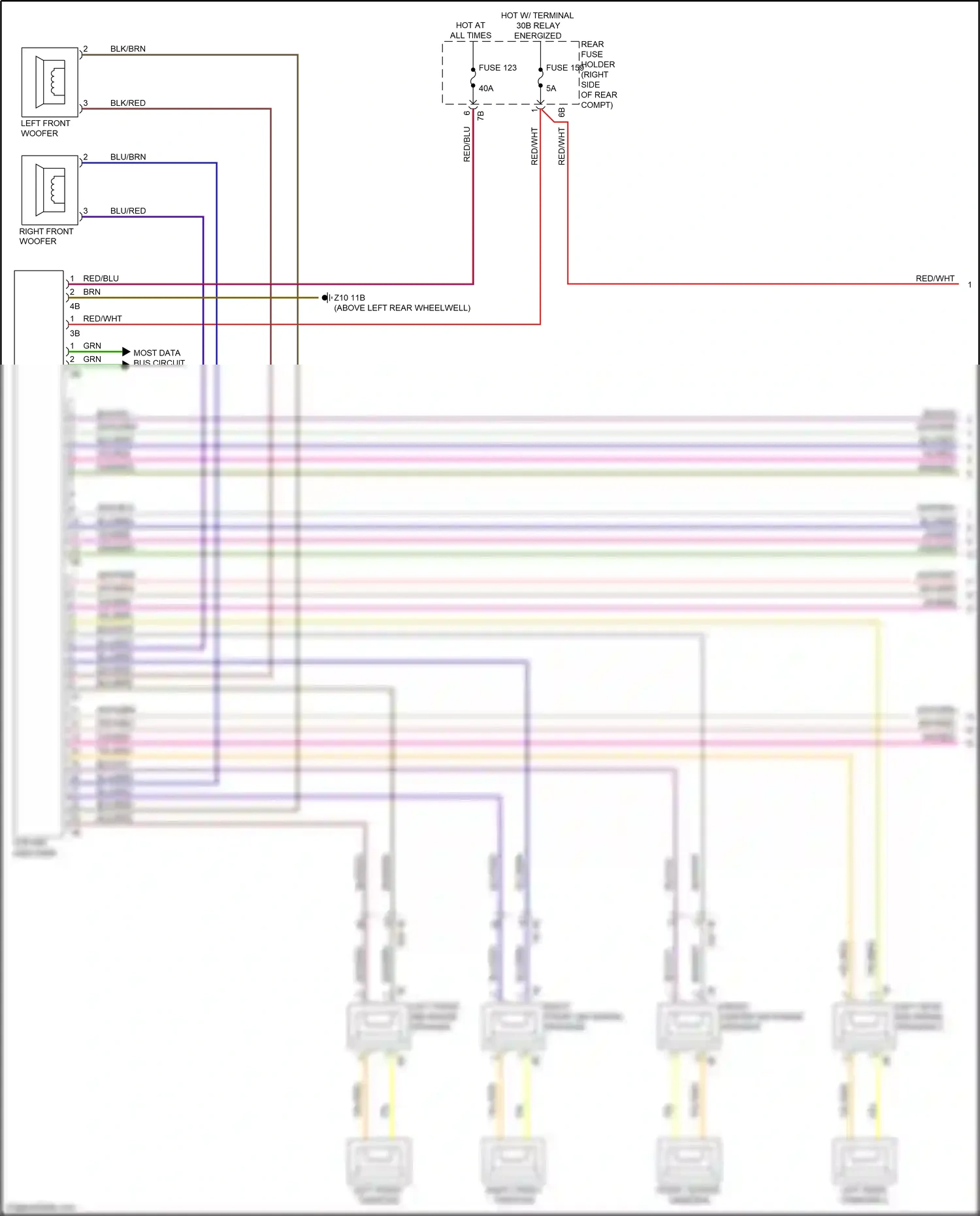 BMW 3 series GT F34 (2011-2016) right front mid-range speaker wiring diagram  (19 of 20)