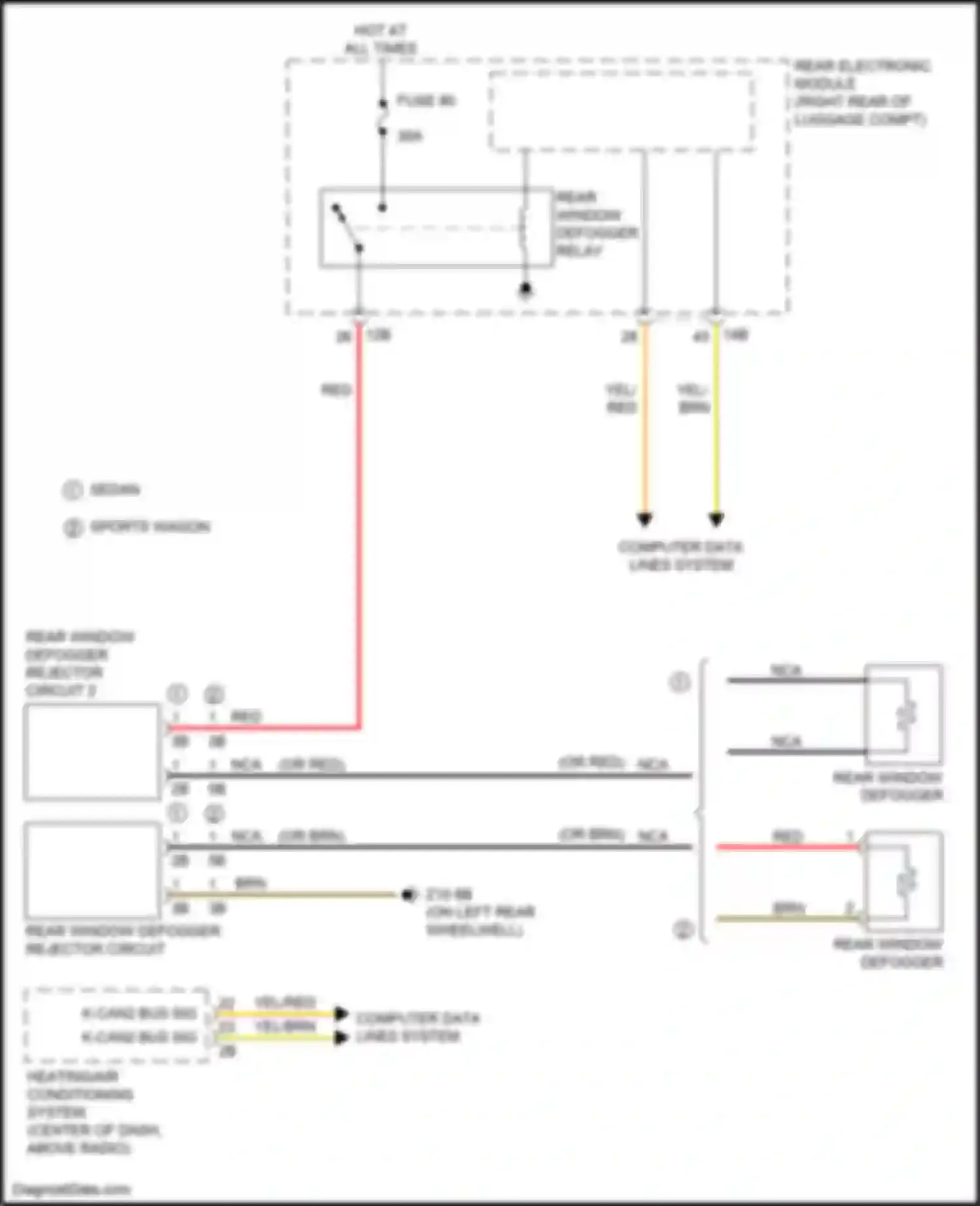 Wiring diagram rear window defogger rejector circuit 2 for BMW 3 series F30/F31 facelift (2015-2020) (9 of 9)