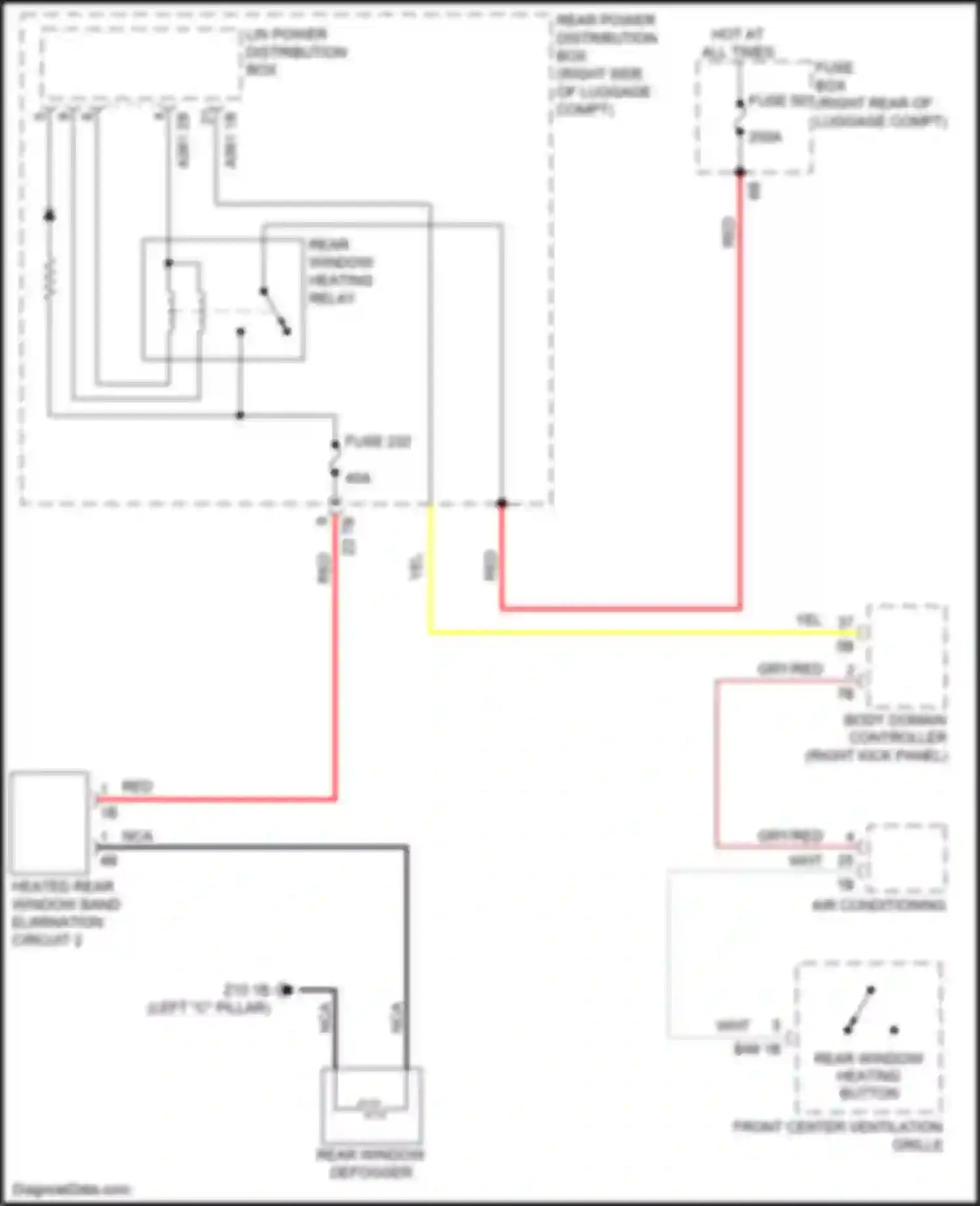 Wiring diagram rear window heating relay for BMW 3 series G20/G21 (2018-2023) (2 of 2)