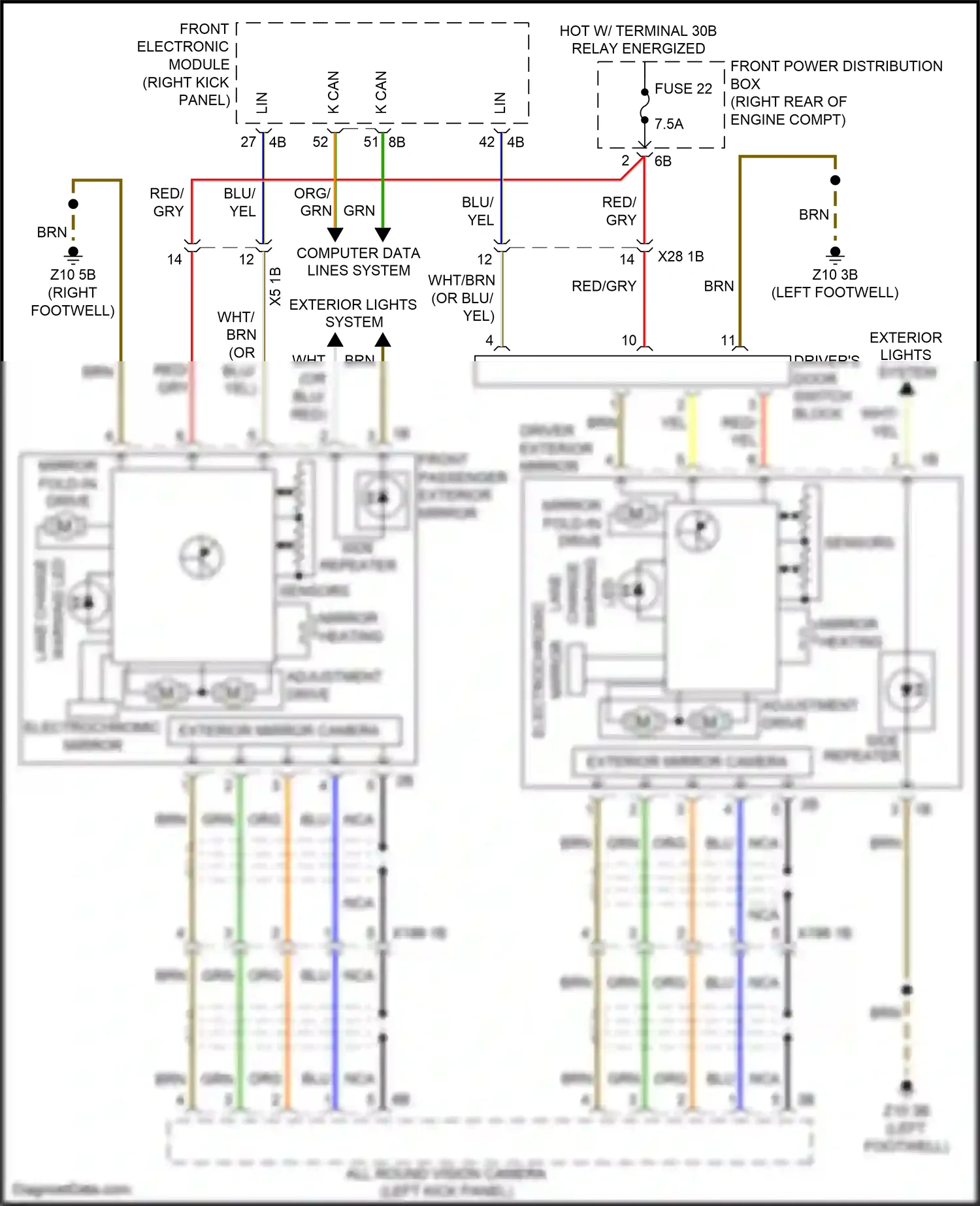 Wiring diagram front electronic module for BMW 4 series Gran Coupe F36 facelift (2017-2020) (36 of 41)