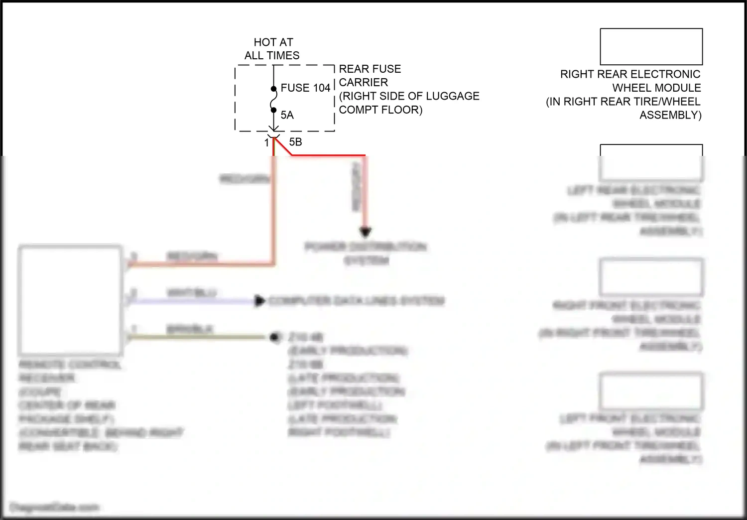 Wiring diagram left front electronic wheel module for BMW 4 series Gran Coupe F36 facelift (2017-2020) (1 of 1)