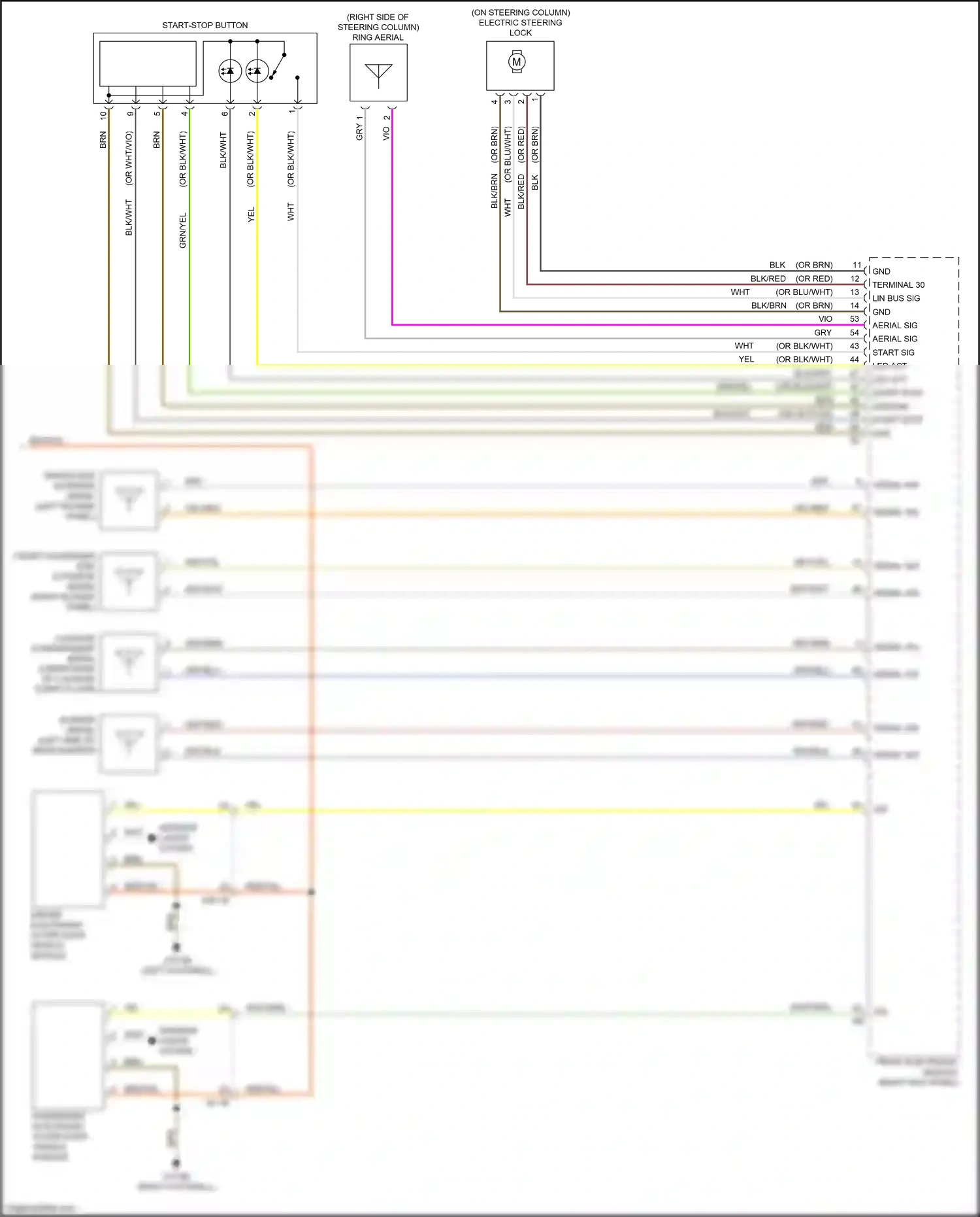 BMW 4 series Gran Coupe F36 facelift (2017-2020) start-stop button wiring diagram  (1 of 3)