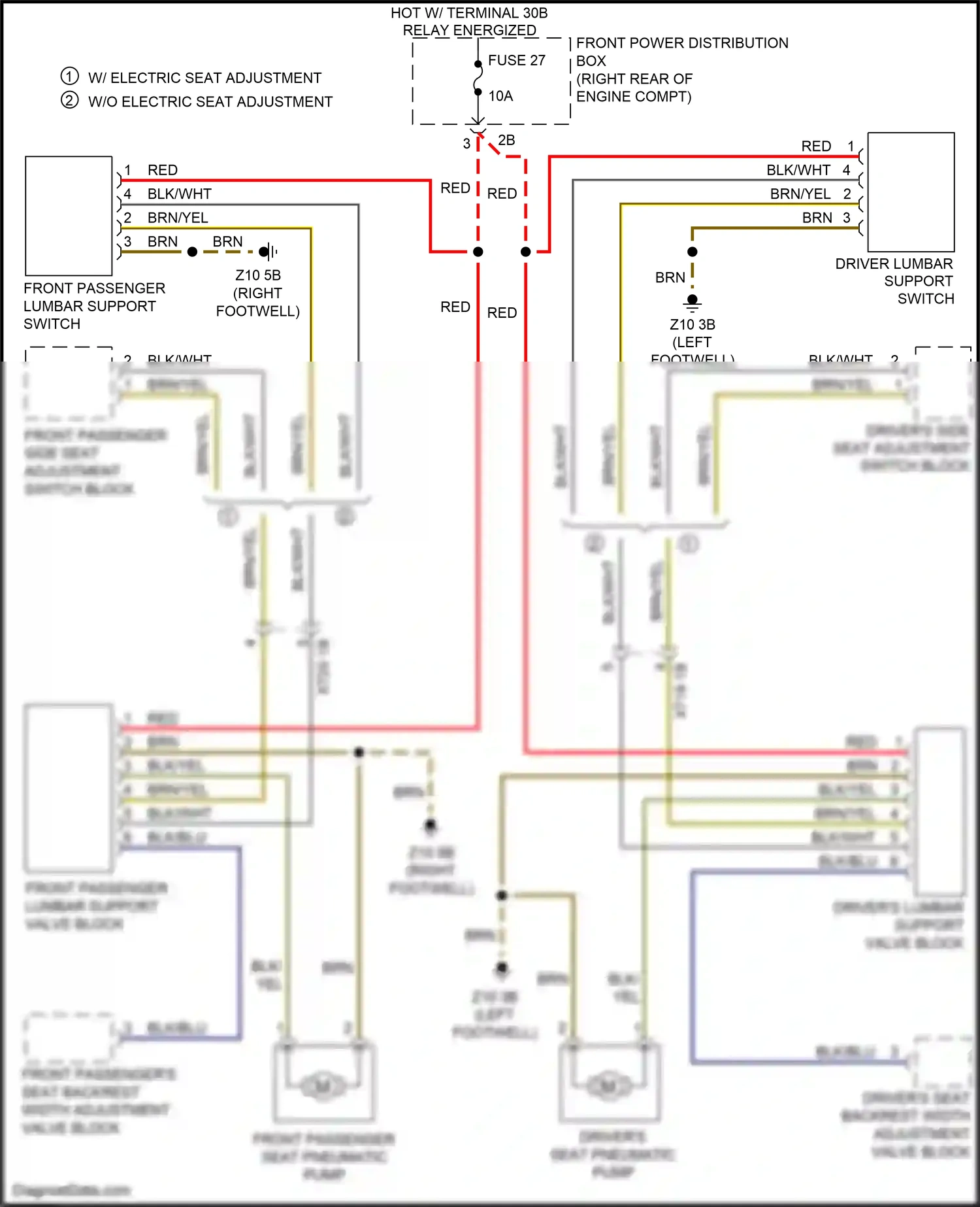 Wiring diagram front passenger lumbar support switch for BMW 4 series Gran Coupe F36 (2013-2017) (1 of 1)